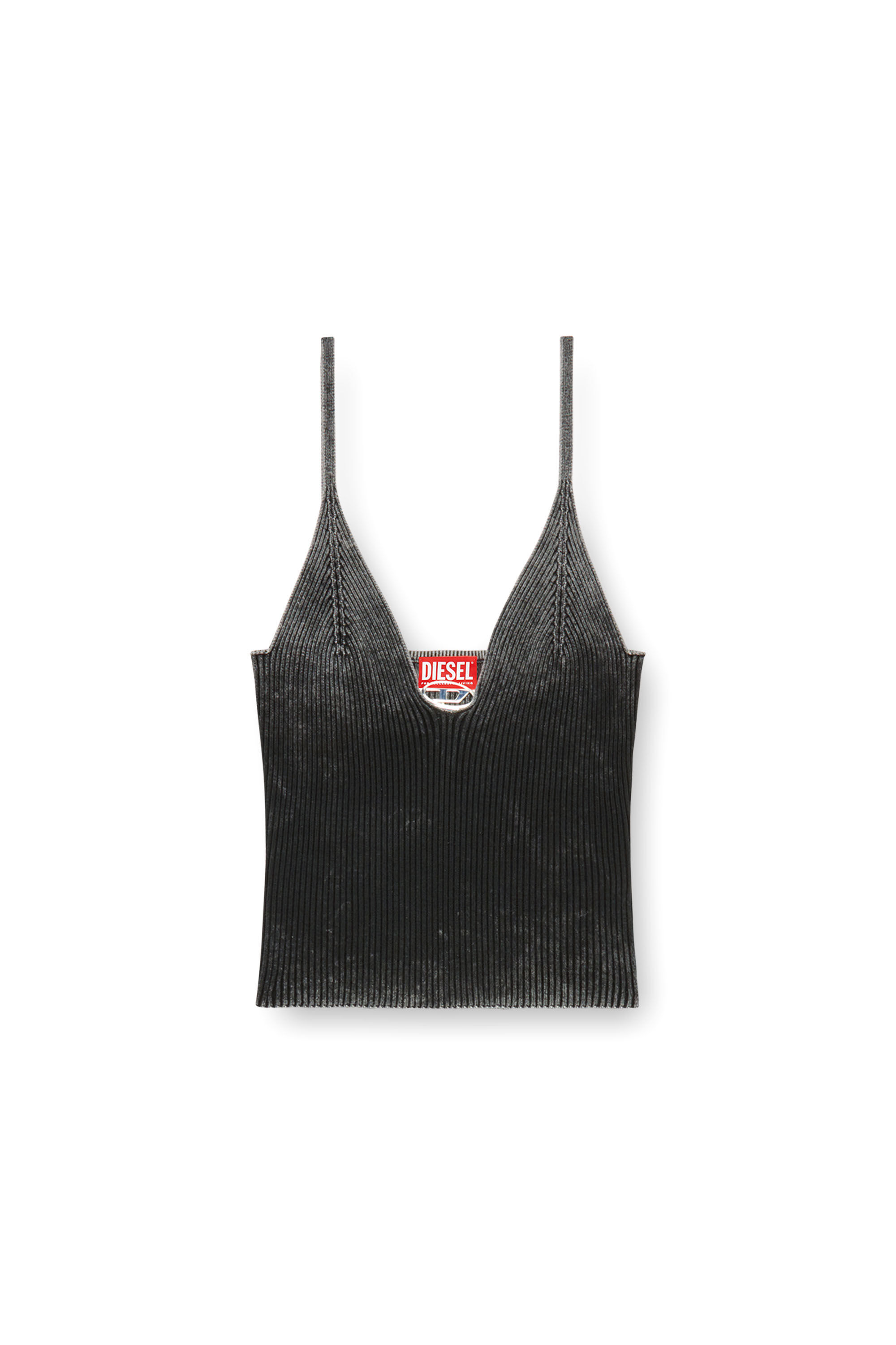 Diesel - M-LAILA, Female Camisole in faded ribbed knit in ブラック - Image 2