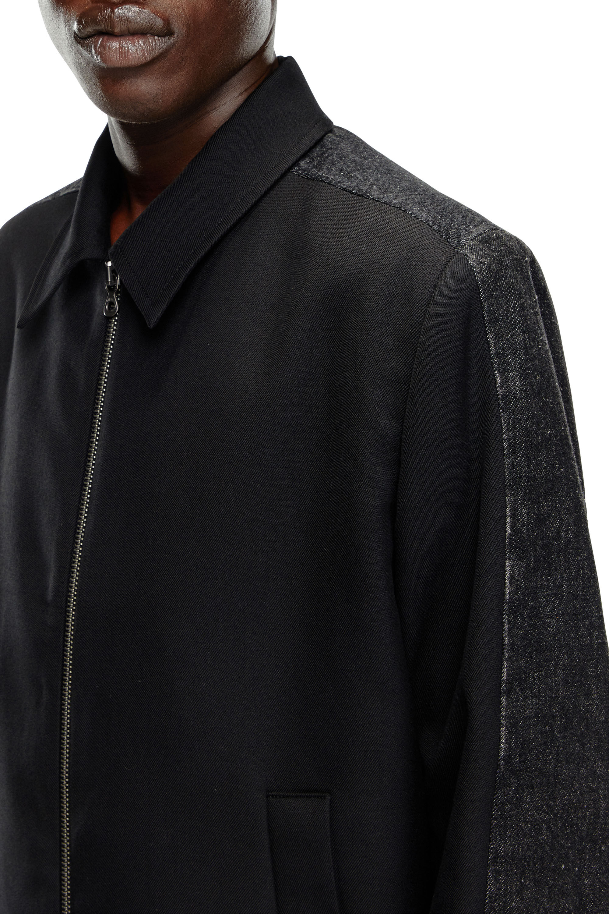 Diesel - J-RHEIN, Male Blouson jacket in wool blend and denim in ブラック - Image 4