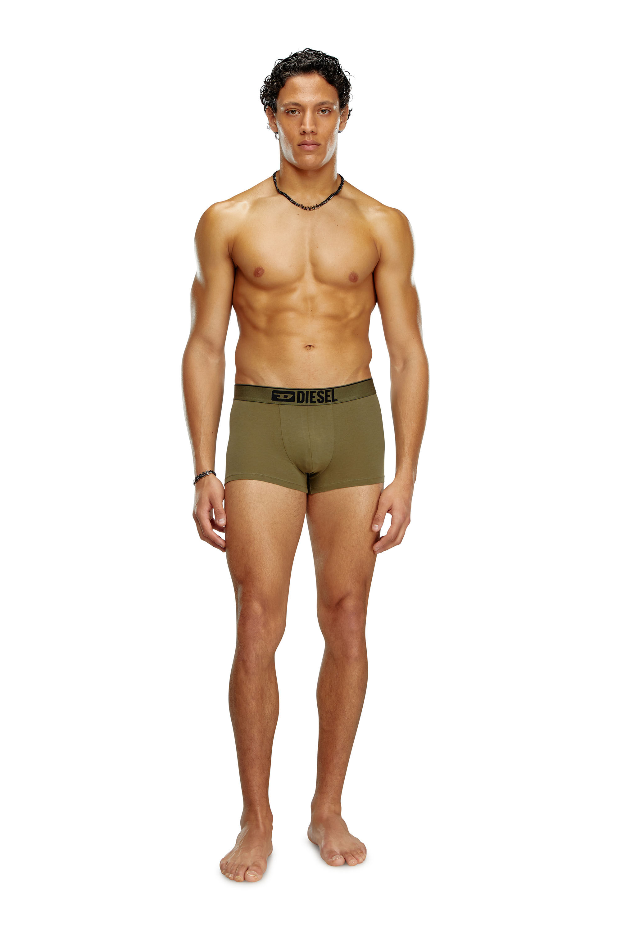 Diesel - UMBX-DAMIENTHREEPACK, Male 3-pack boxer briefs plain and camo in グリーン - Image 1