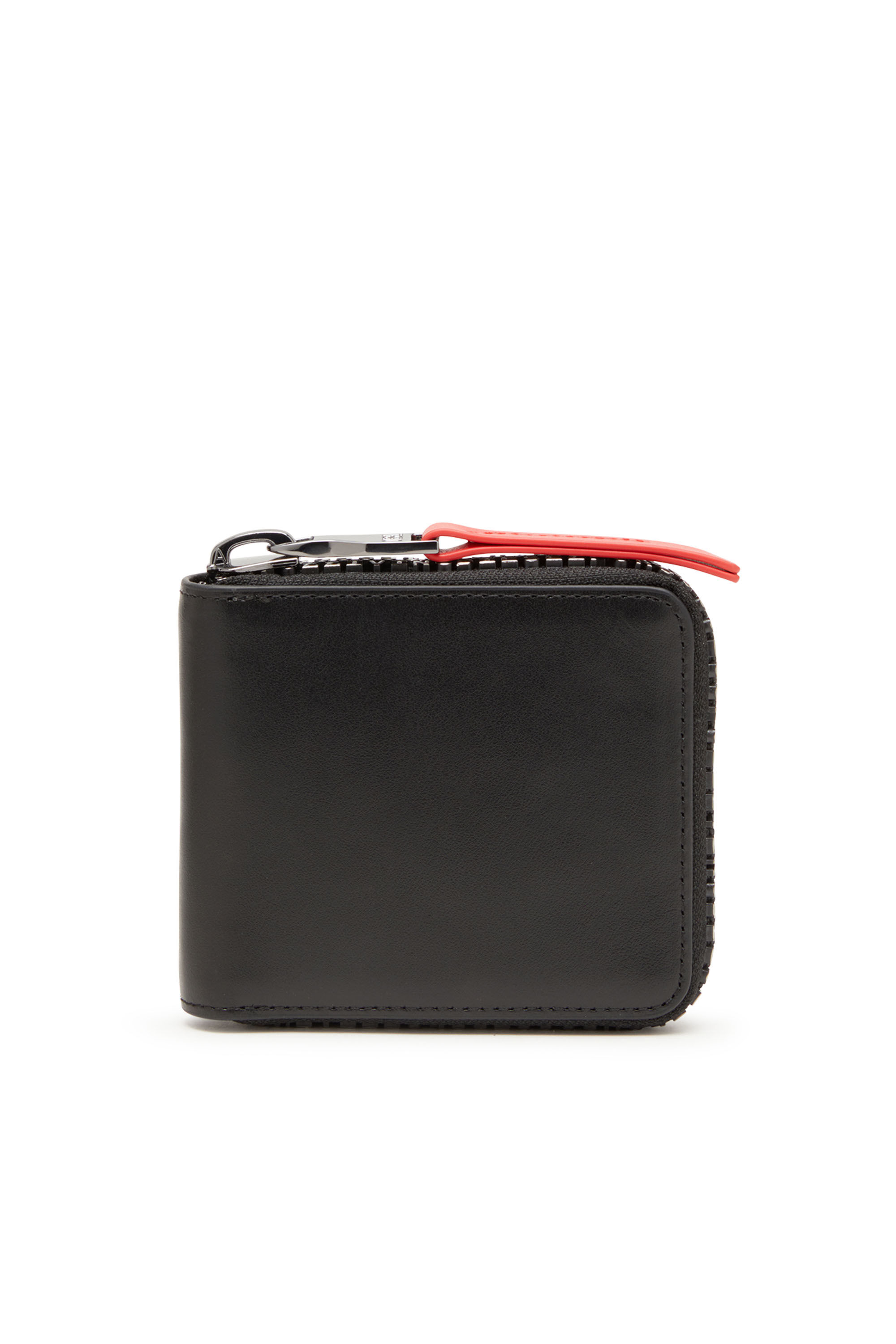 Diesel - ZIP-D BI-FOLD COIN ZIP XS, Male Leather zip wallet with logo zip in ブラック - Image 1