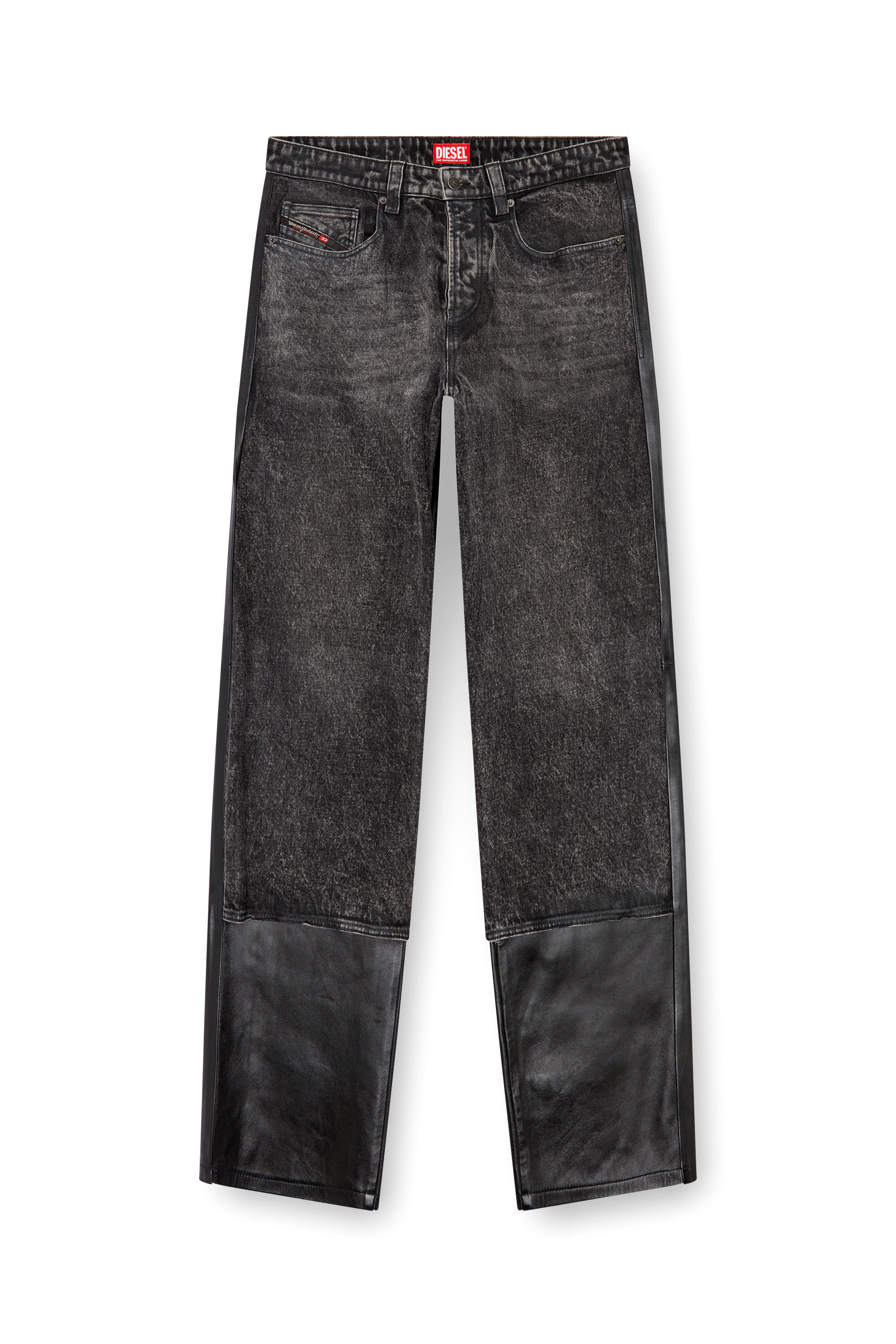 Diesel - P-BRETCH, Male Leather and denim pants in ブラック - Image 5
