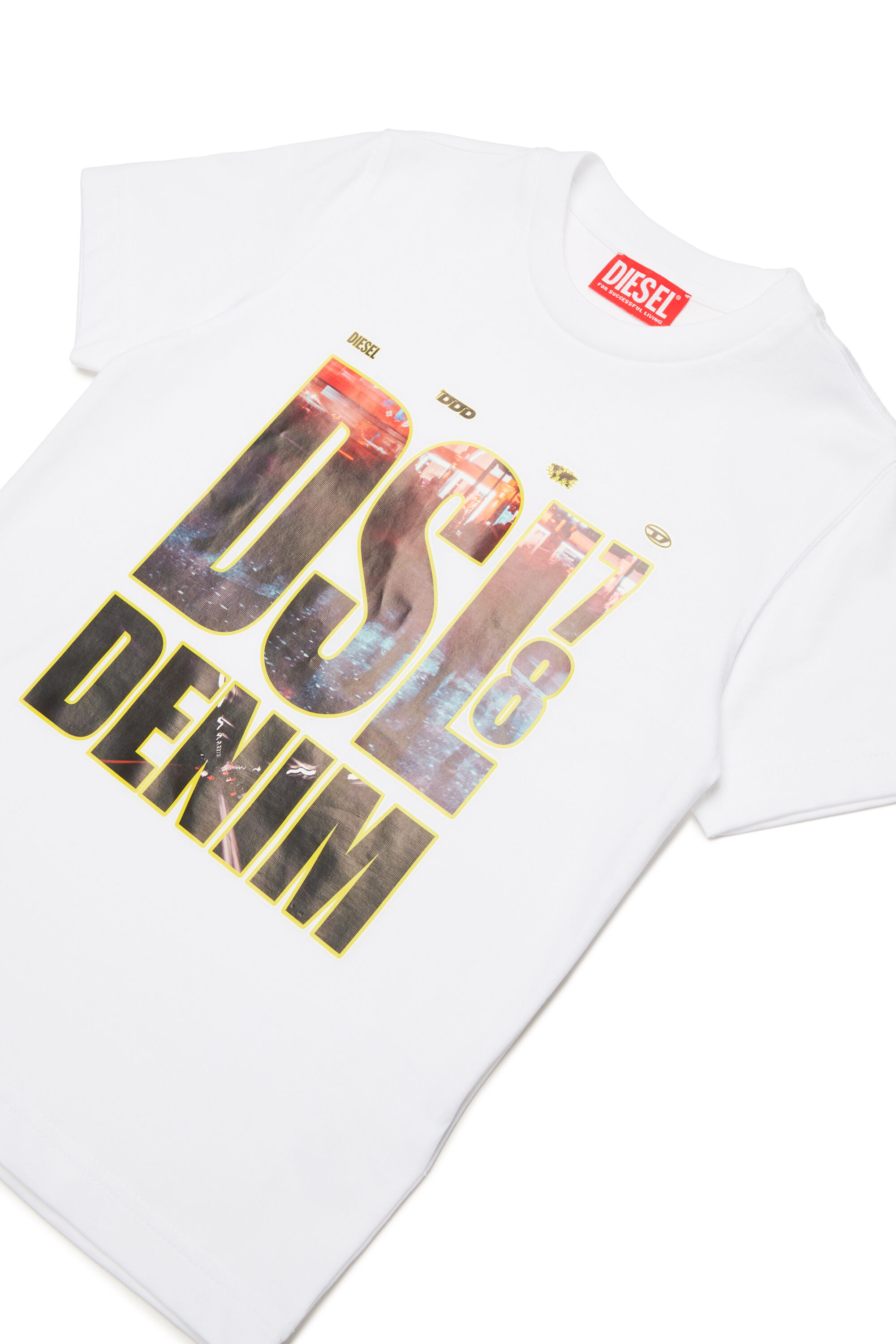 Diesel - TDIEGORL7, Male T-shirt with photo Diesel Denim 78 print in ホワイト - Image 3