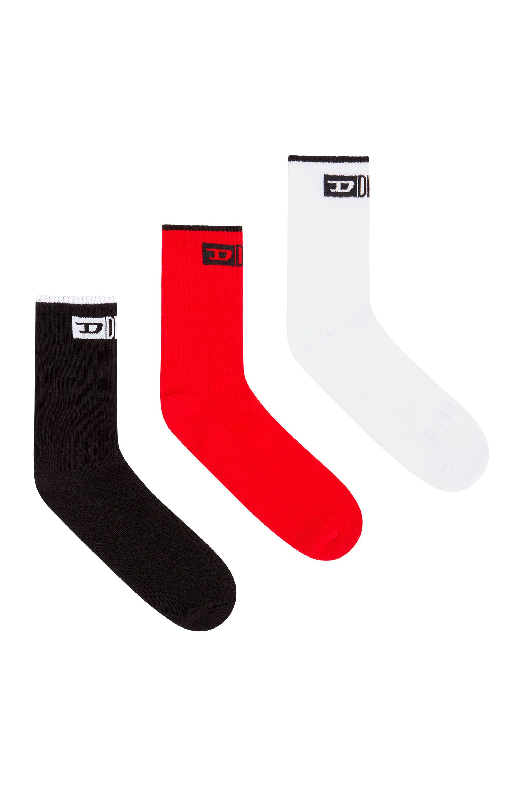 Diesel - SKM-D-DIVISION-MID-CUT-CUSHIONED-SOCKS, Male 3-pack ribbed socks with front logo in マルチカラー - Image 1
