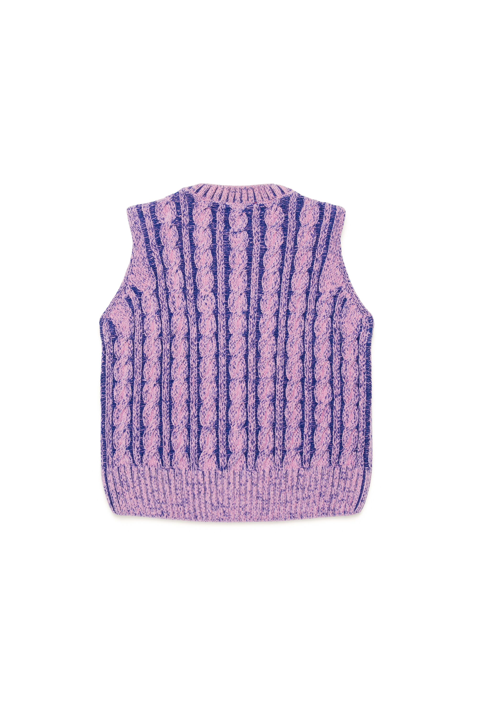 Diesel - KMPANAS, Female's Cable-knit vest in two-tone yarn in ライラック - 2