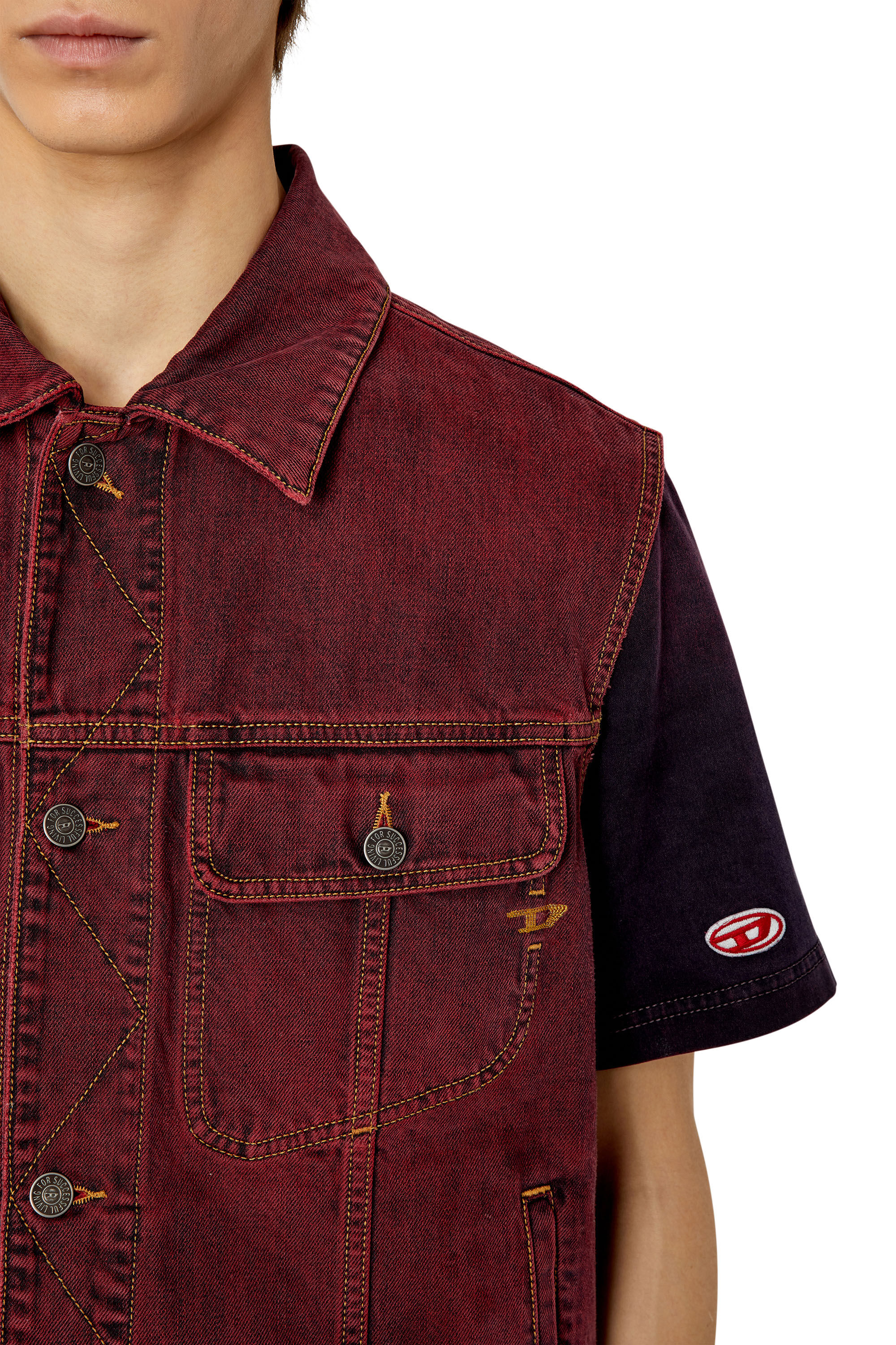 CL-D-BARCY-SM Regular-fit sleeveless trucker jacket｜レッド ...