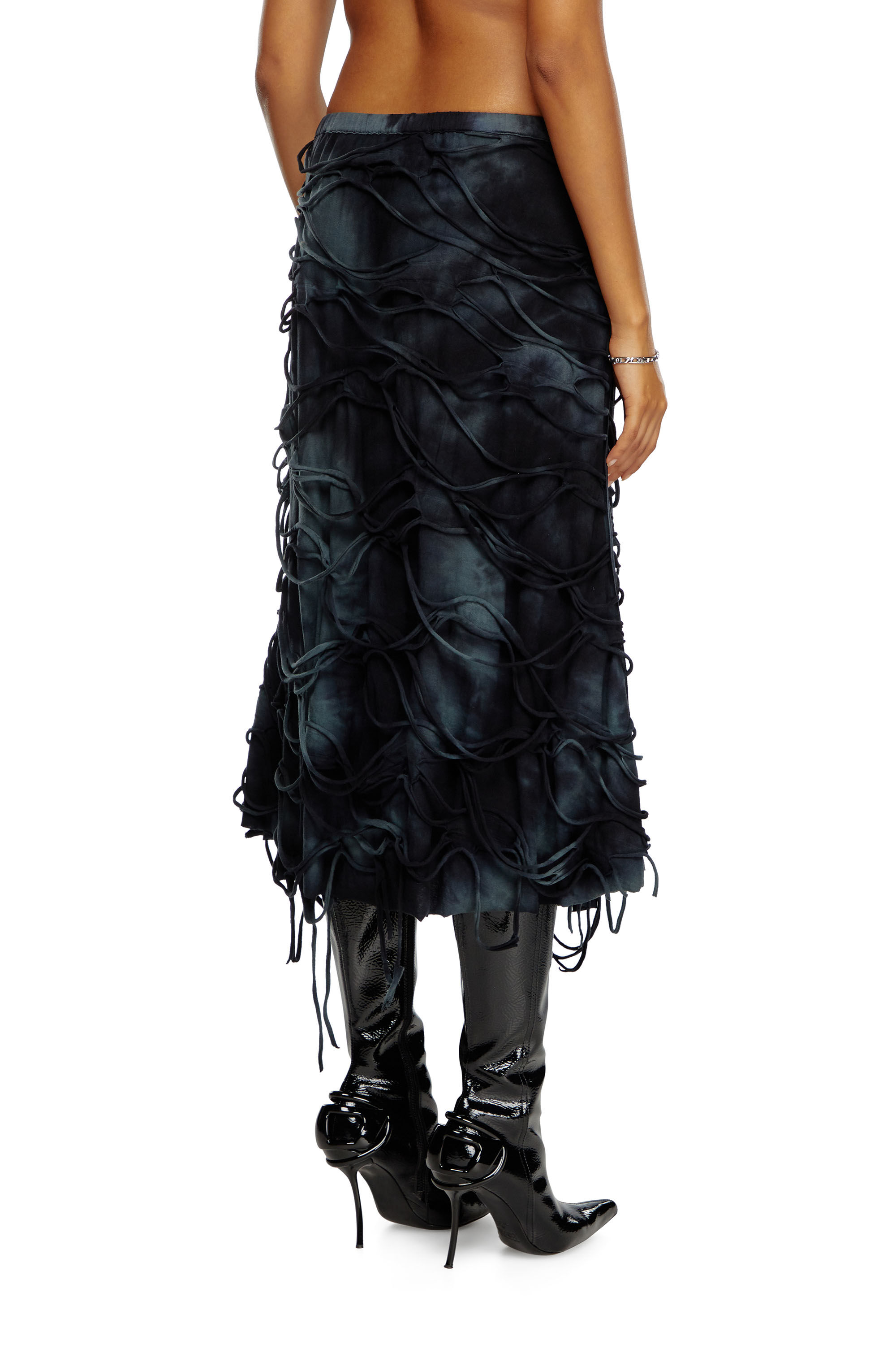 Diesel - O-JAL, Female Midi skirt with floating strands in ブラック - Image 4