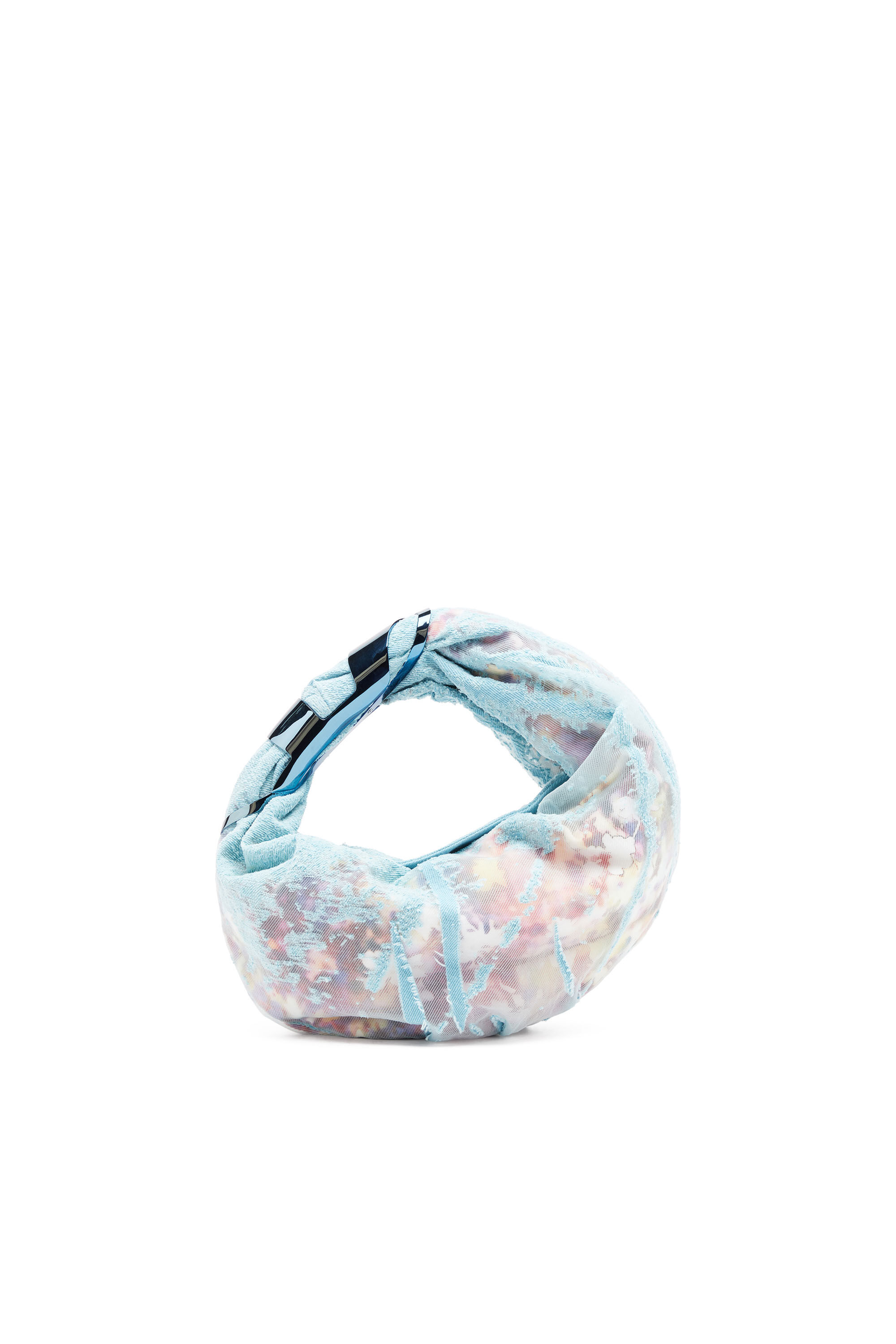 Diesel - GRAB-D HOBO S, Female Grab-D S-Hobo bag in flower devoré denim in ブルー - Image 2