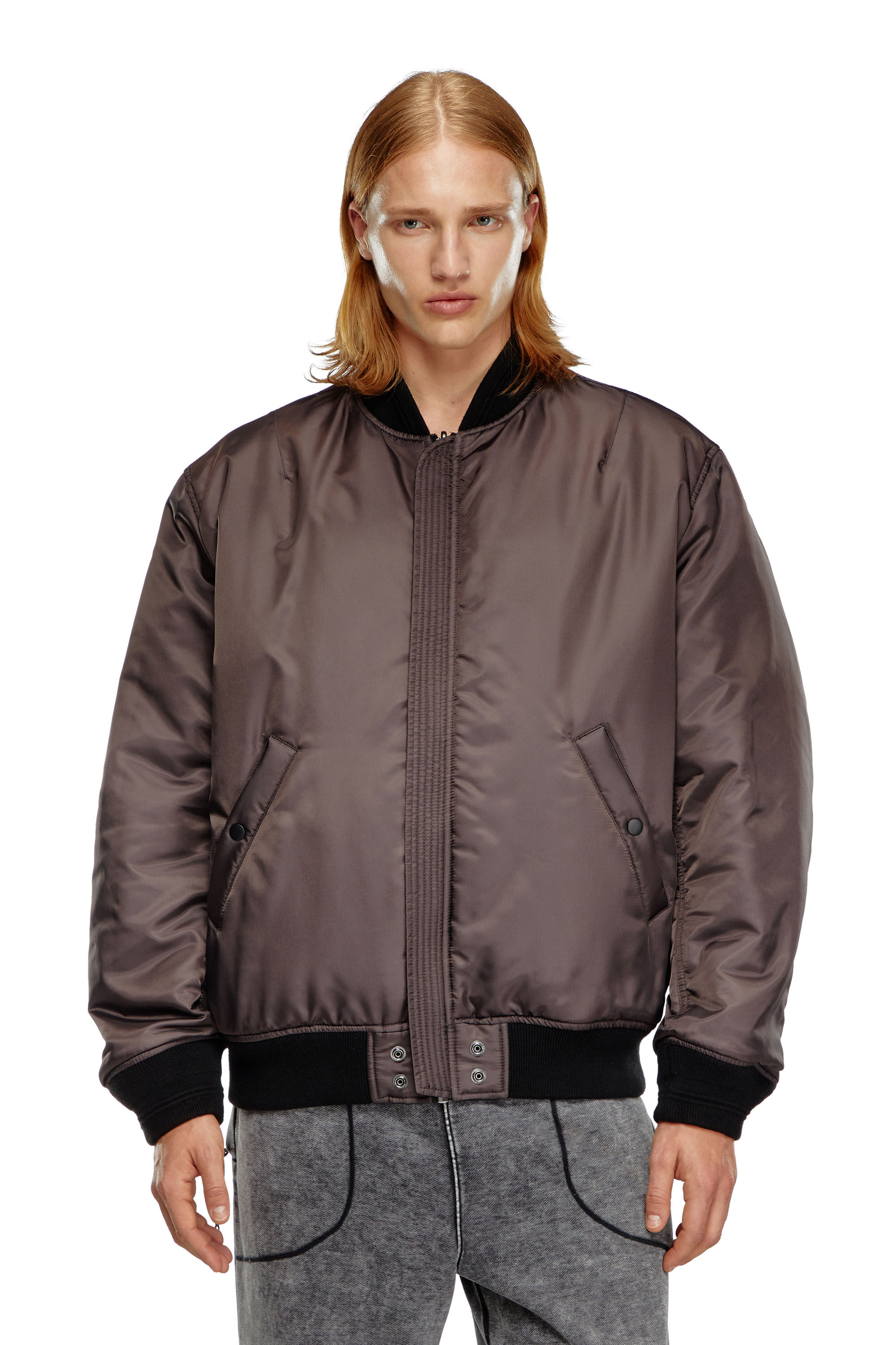 Diesel - J-HELD, Male's Bomber in padded nylon with Oval D in ブラック - 7