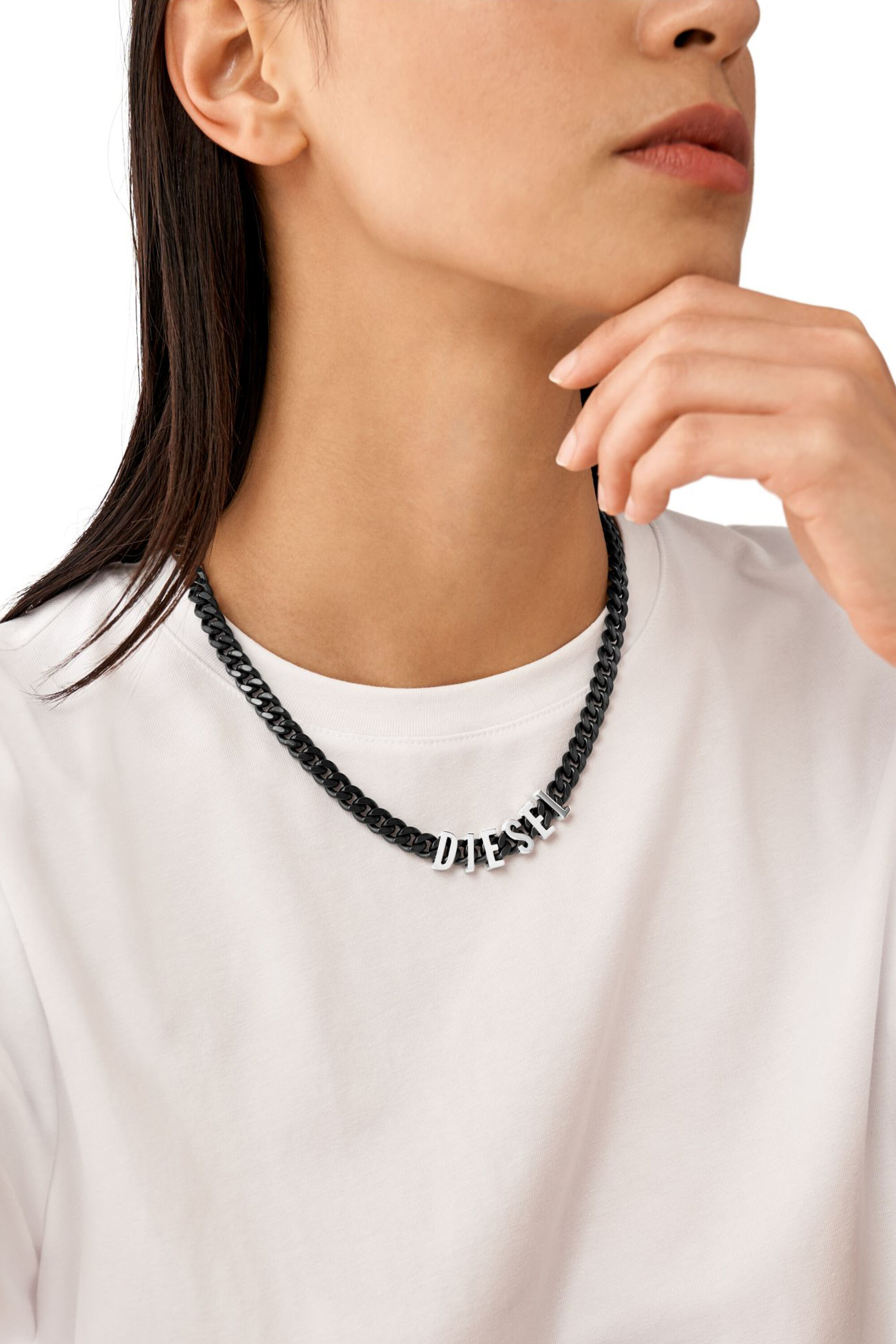 DX1487 Two-Tone stainless steel chain necklace｜ブラック｜メンズ 