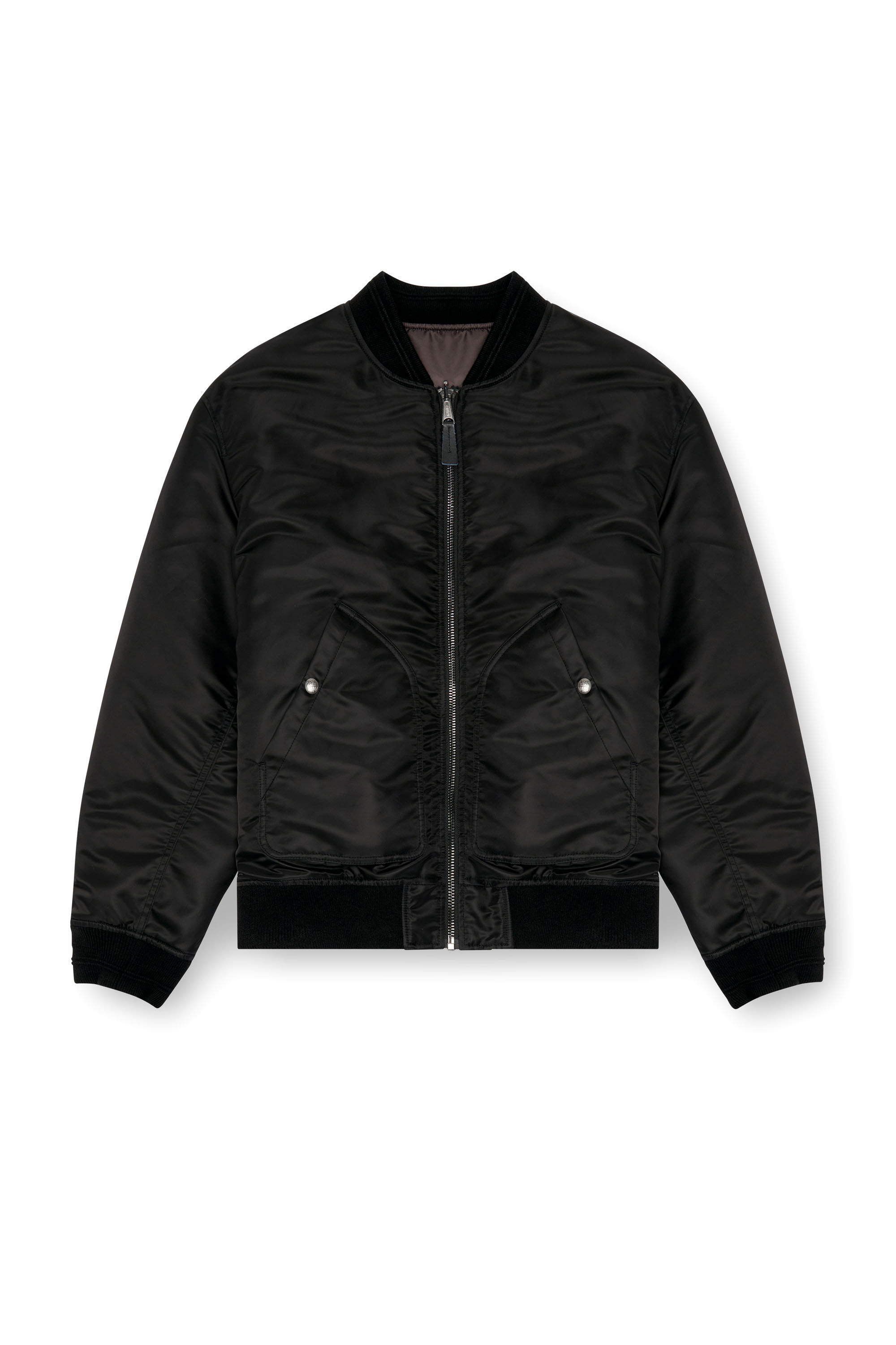 Diesel - J-HELD, Male's Bomber in padded nylon with Oval D in ブラック - 2