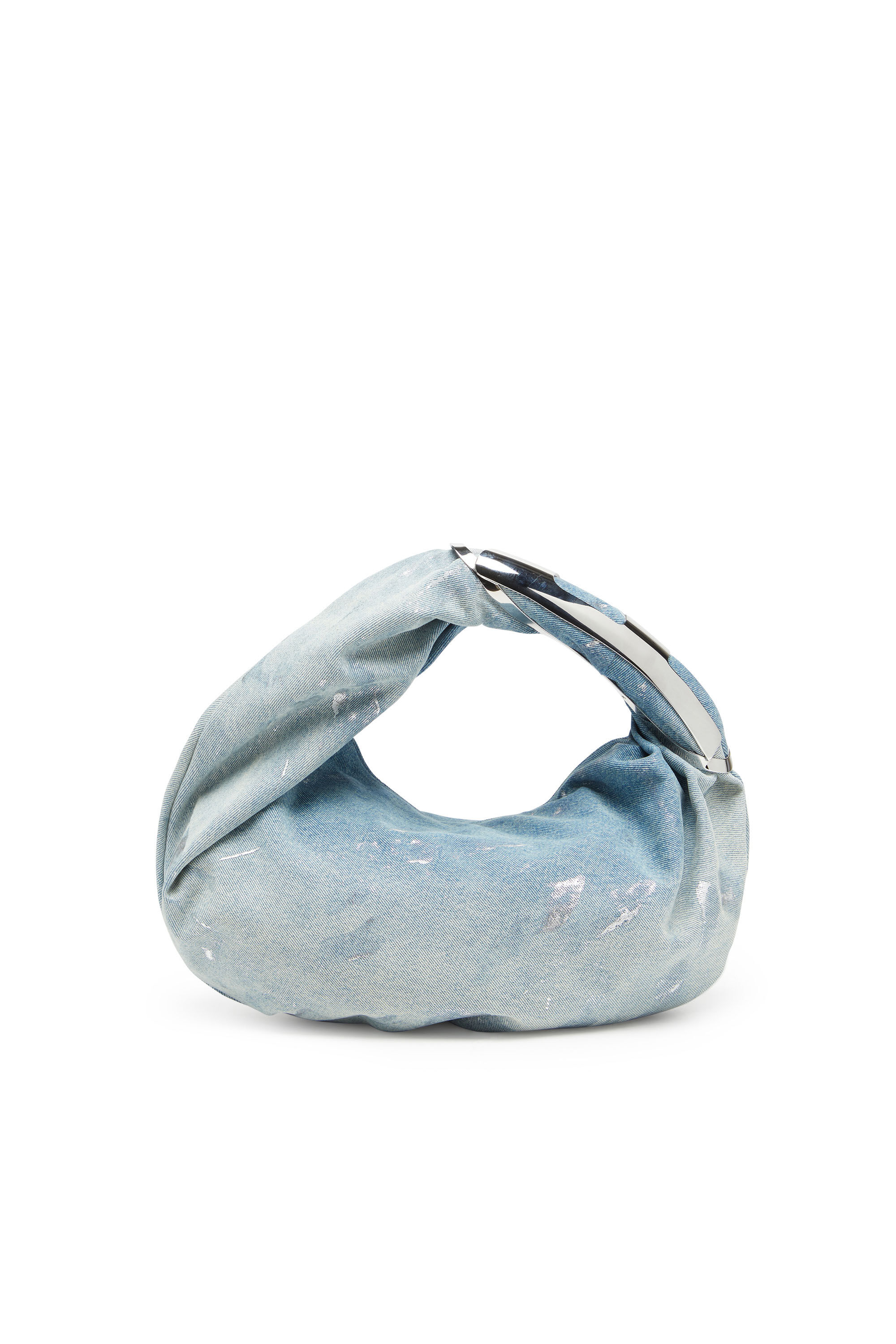Diesel - GRAB-D HOBO M, Female Grab-D M-Hobo bag in reflective solarised denim in ブルー - Image 3