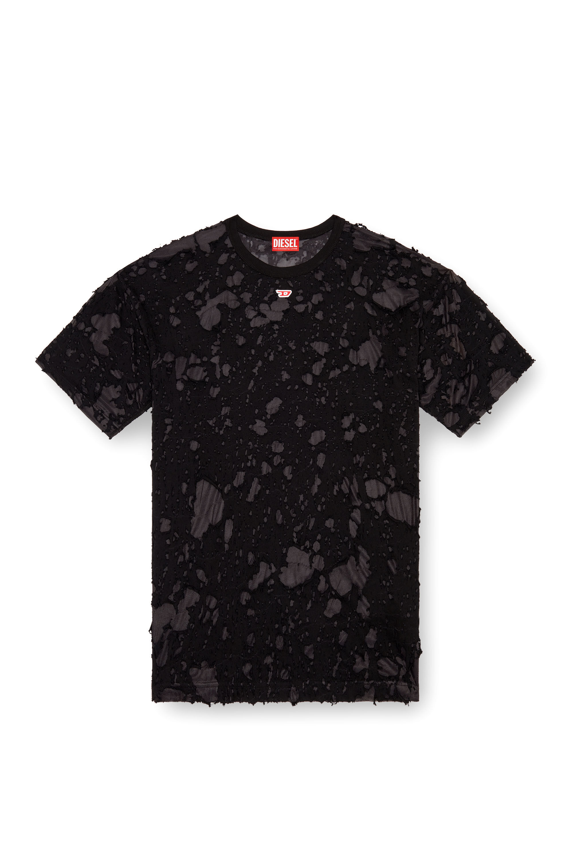 Diesel - T-BOXT-Q3, Male Layered T-shirt with burn-out finish in ブラック - Image 2