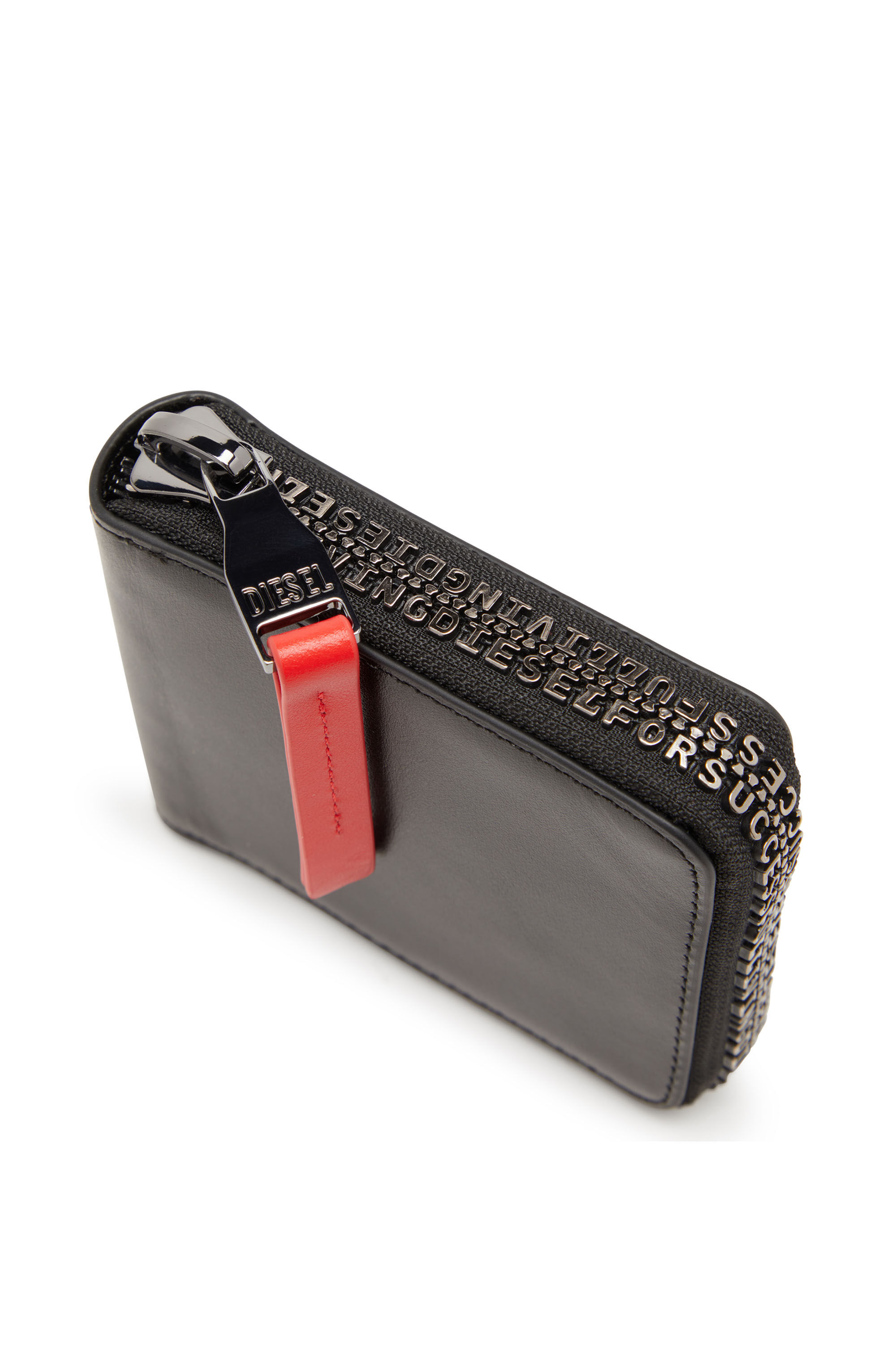 Diesel - ZIP-D BI-FOLD COIN ZIP XS, Male Leather zip wallet with logo zip in ブラック - Image 4
