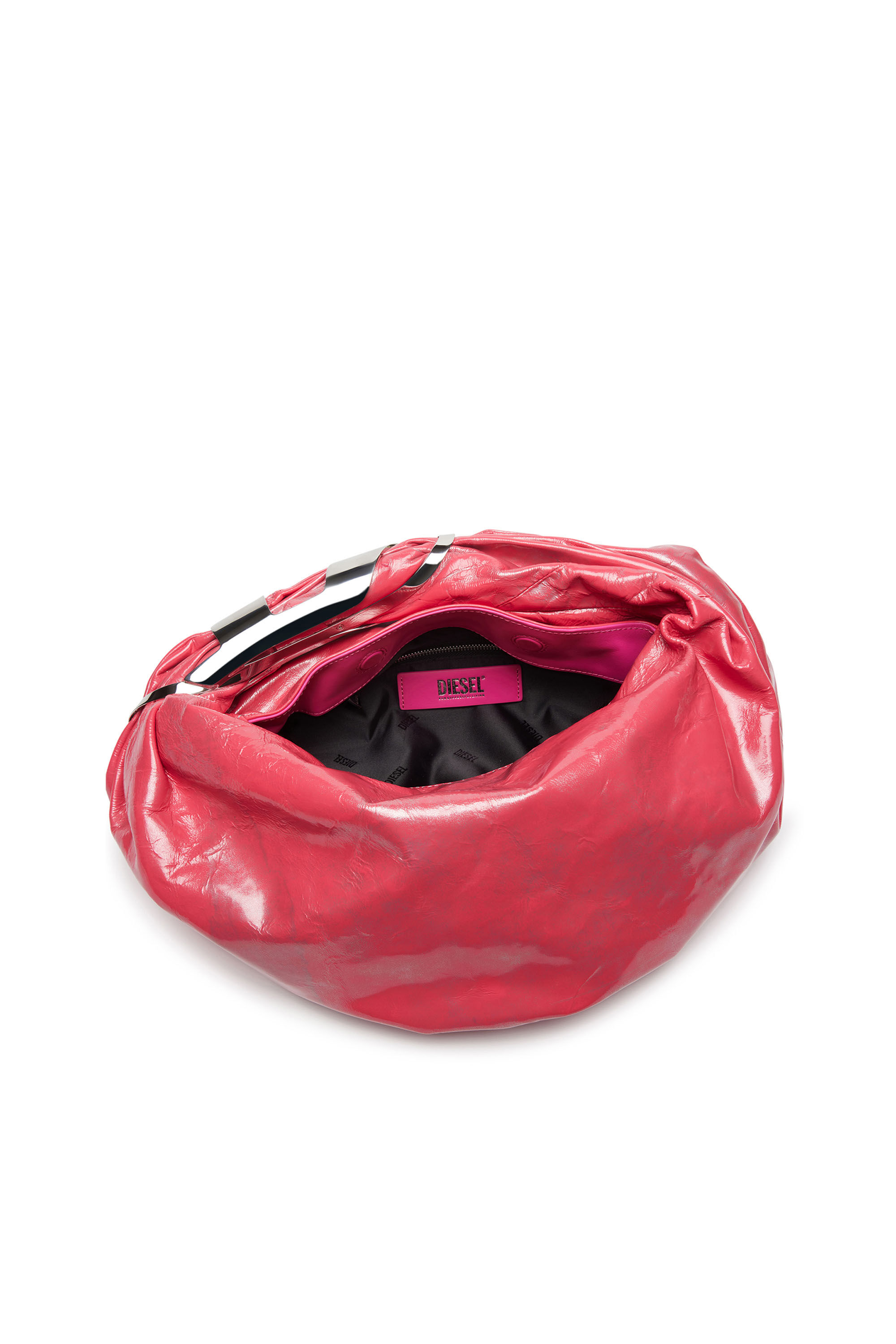 Diesel - GRAB-D HOBO S, Female Grab-D S-Hobo bag in metallic leather in ピンク - Image 5