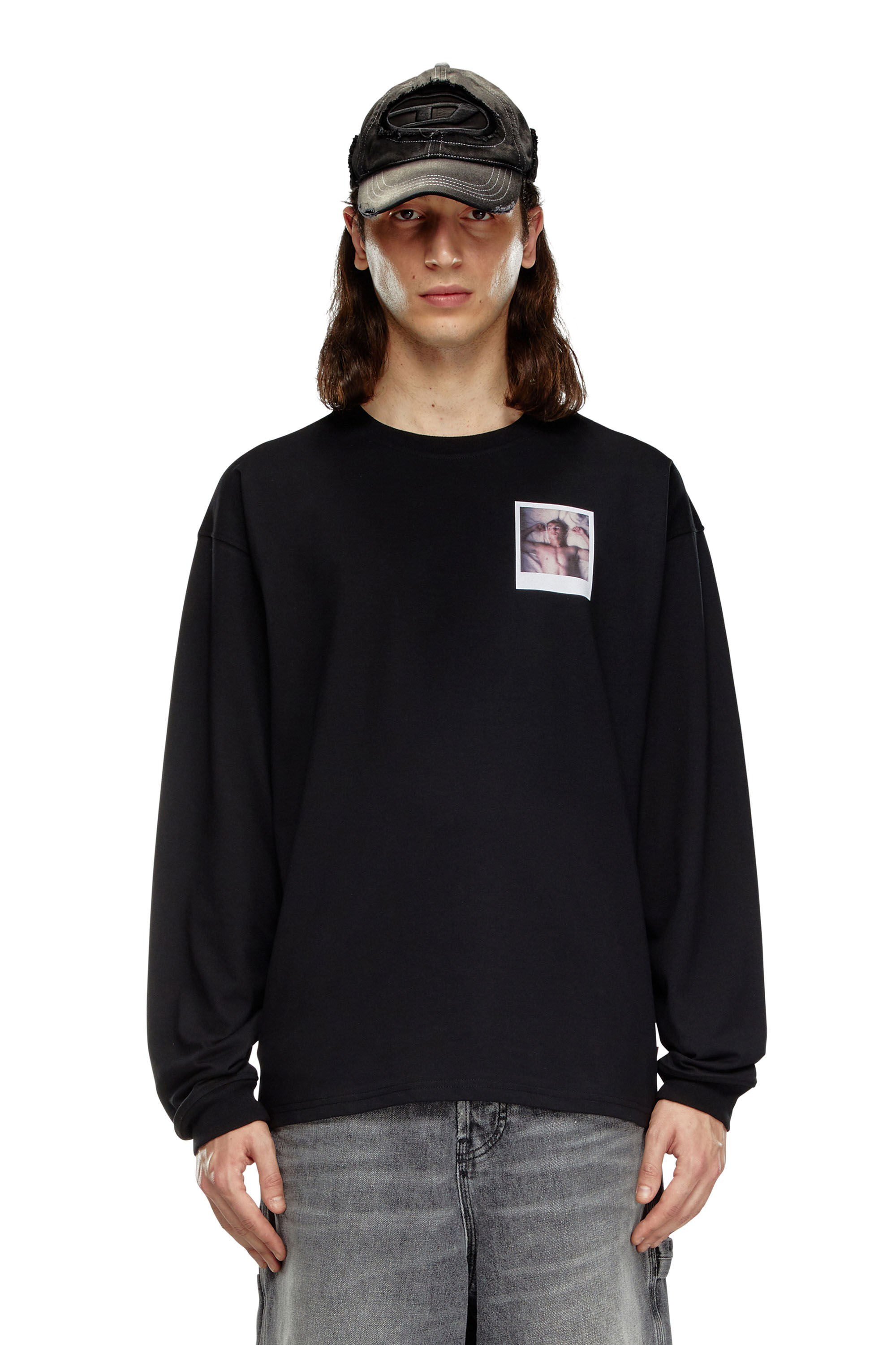 Diesel - PR-T-BOXT-LS-SS, Unisex Long-sleeve T-shirt with polaroid patches in ブラック - Image 2