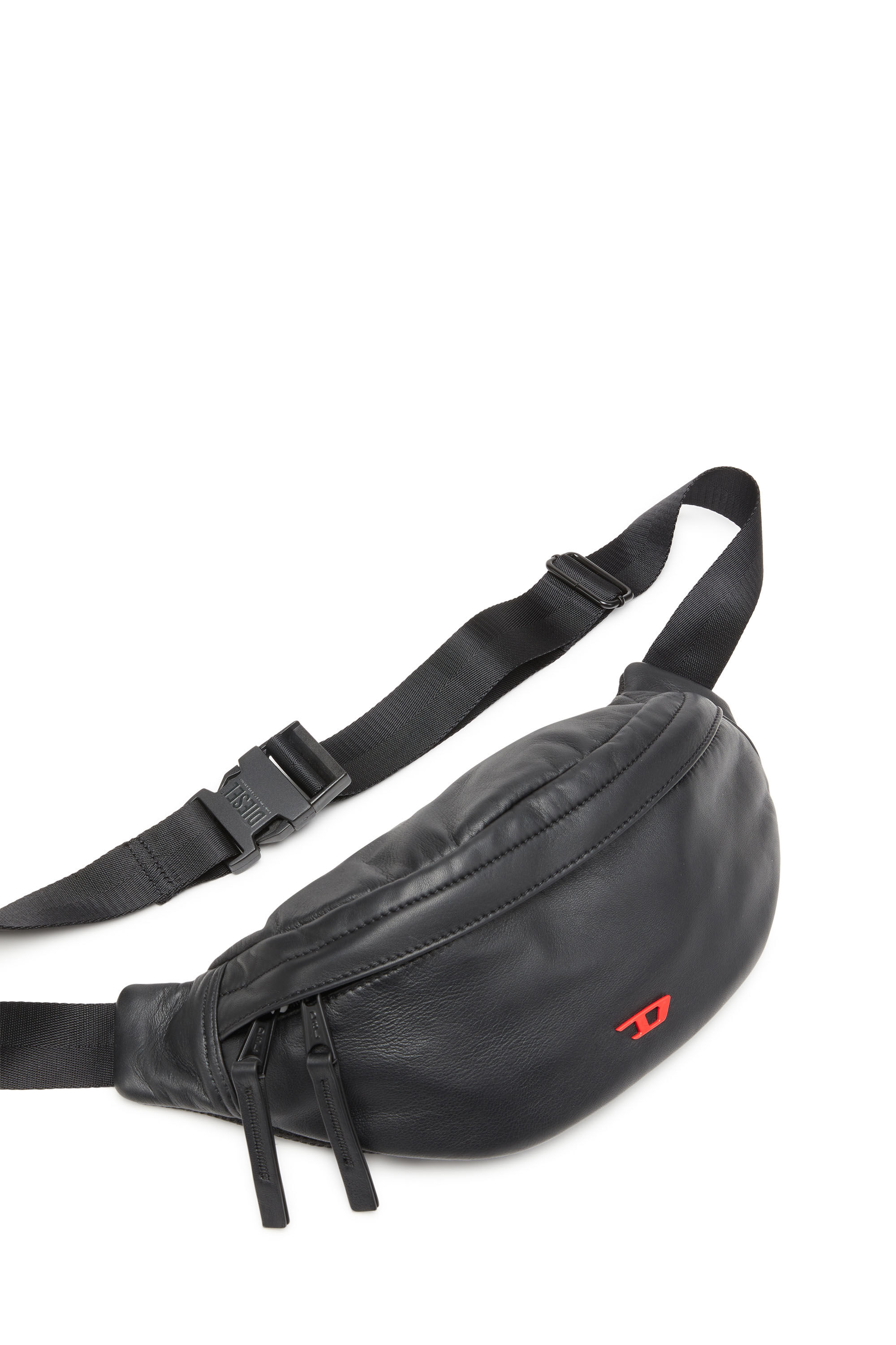 RAVE BELTBAG Rave-Leather belt bag with metal D｜ブラック 