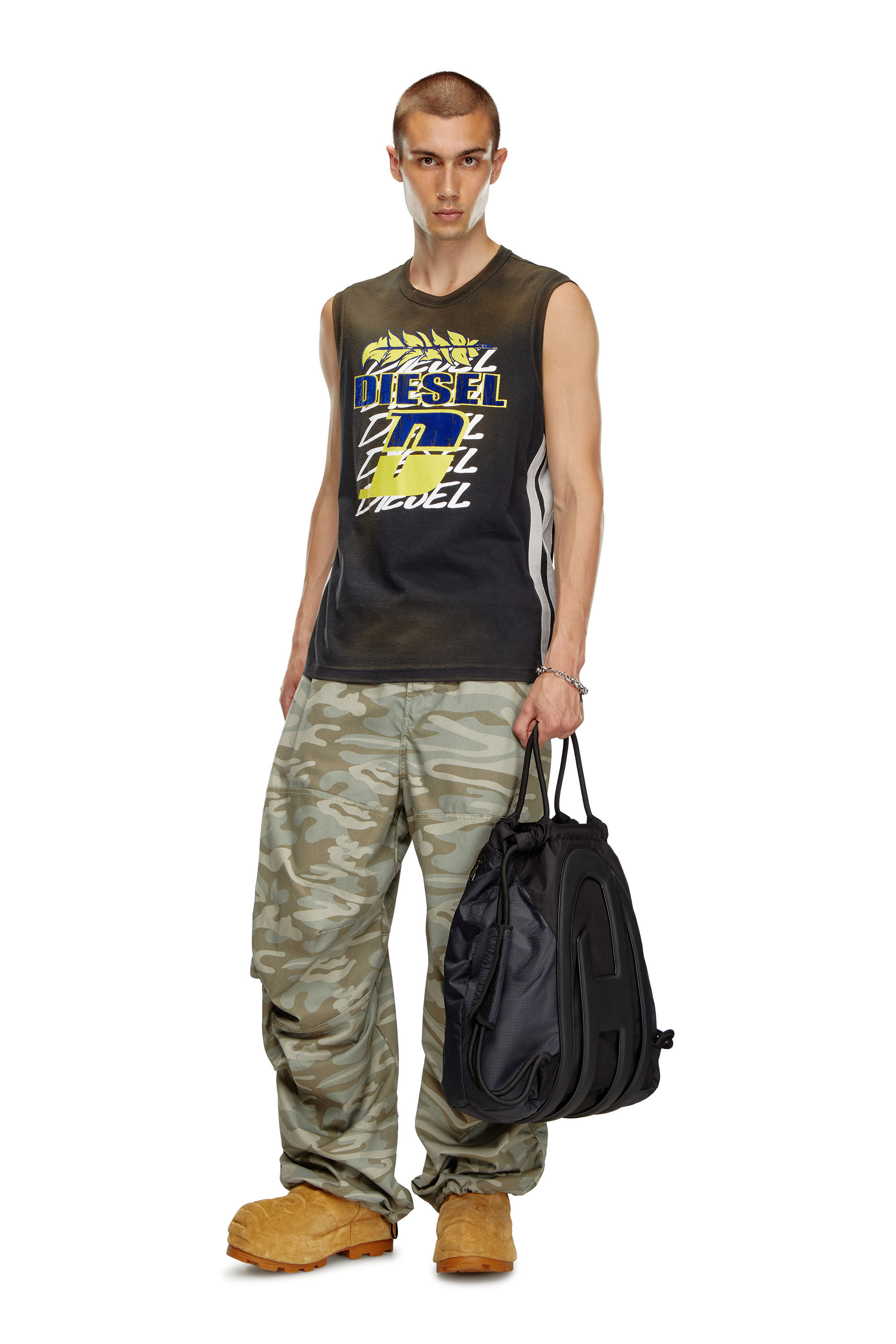 Diesel - CAGE-D TOTE XL, Male Cage-D-Convertible bag in CORDURA and ripstop in ブラック - Image 1