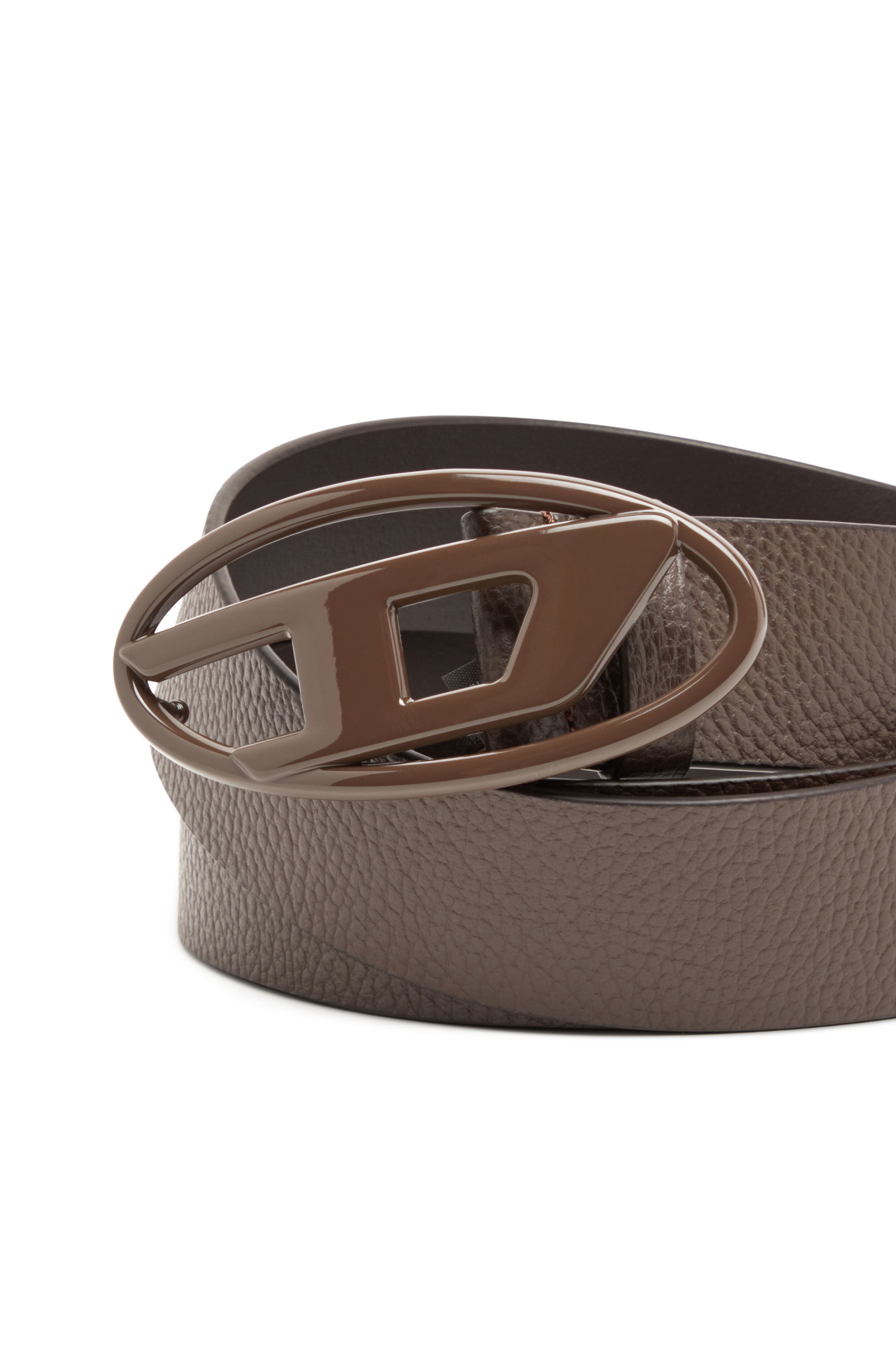 Diesel - B-1DR, Unisex Leather belt with matte buckle in ブラウン - Image 3