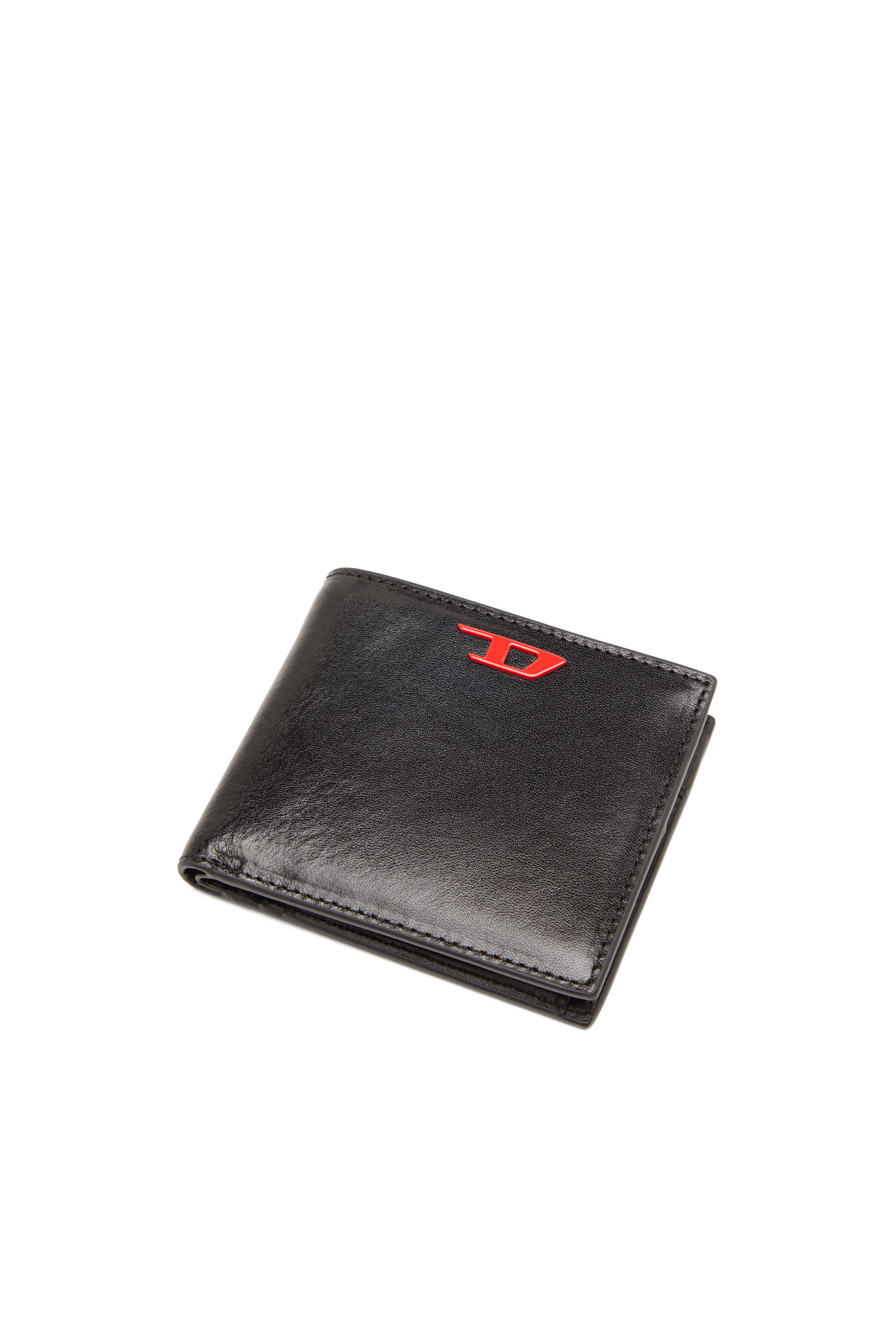 RAVE BI-FOLD COIN S Leather bi-fold wallet with red D plaque 