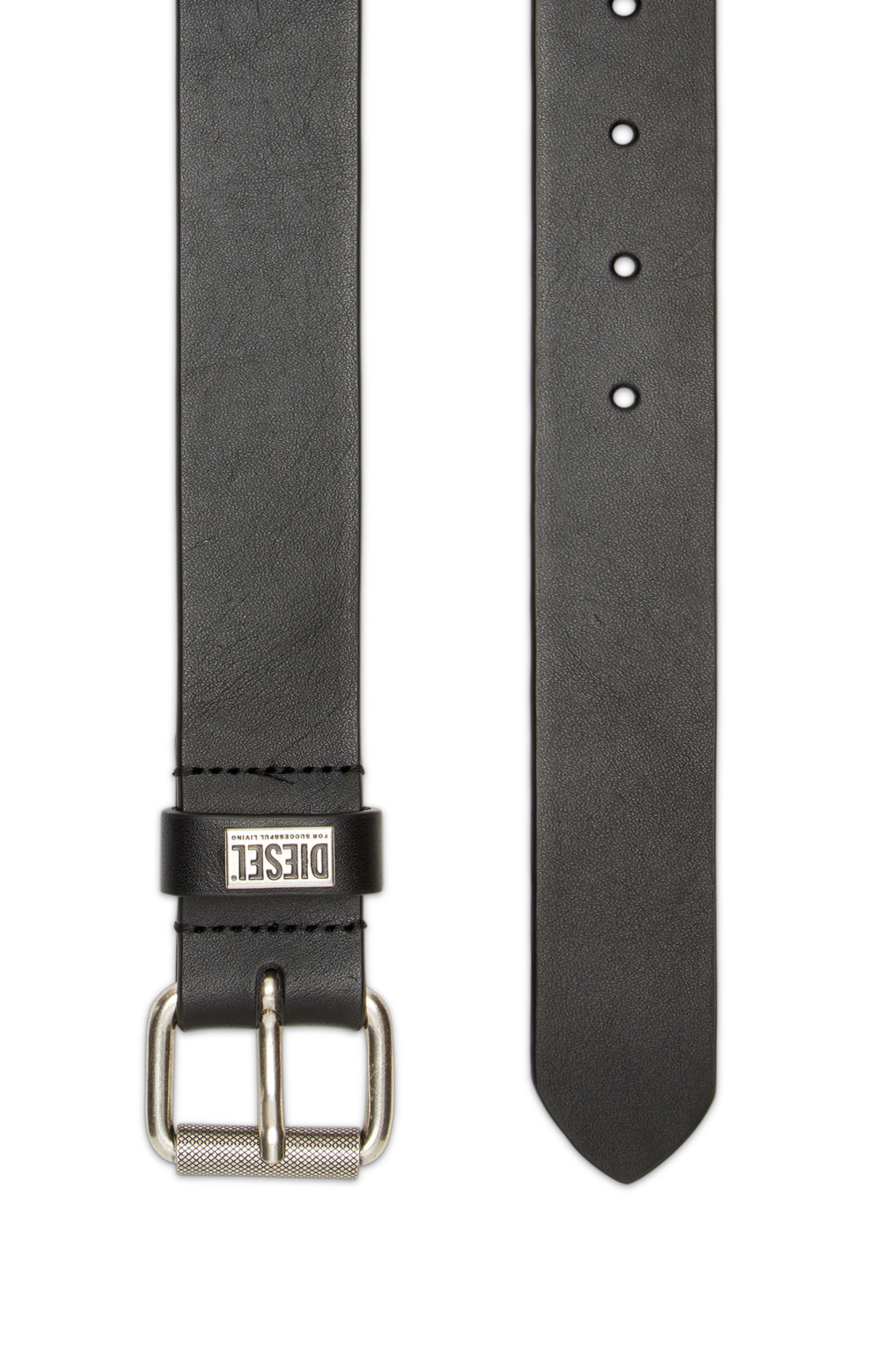 B-BISCOTTO-LOOP Leather belt with logo plaque｜ブラック｜メンズ 
