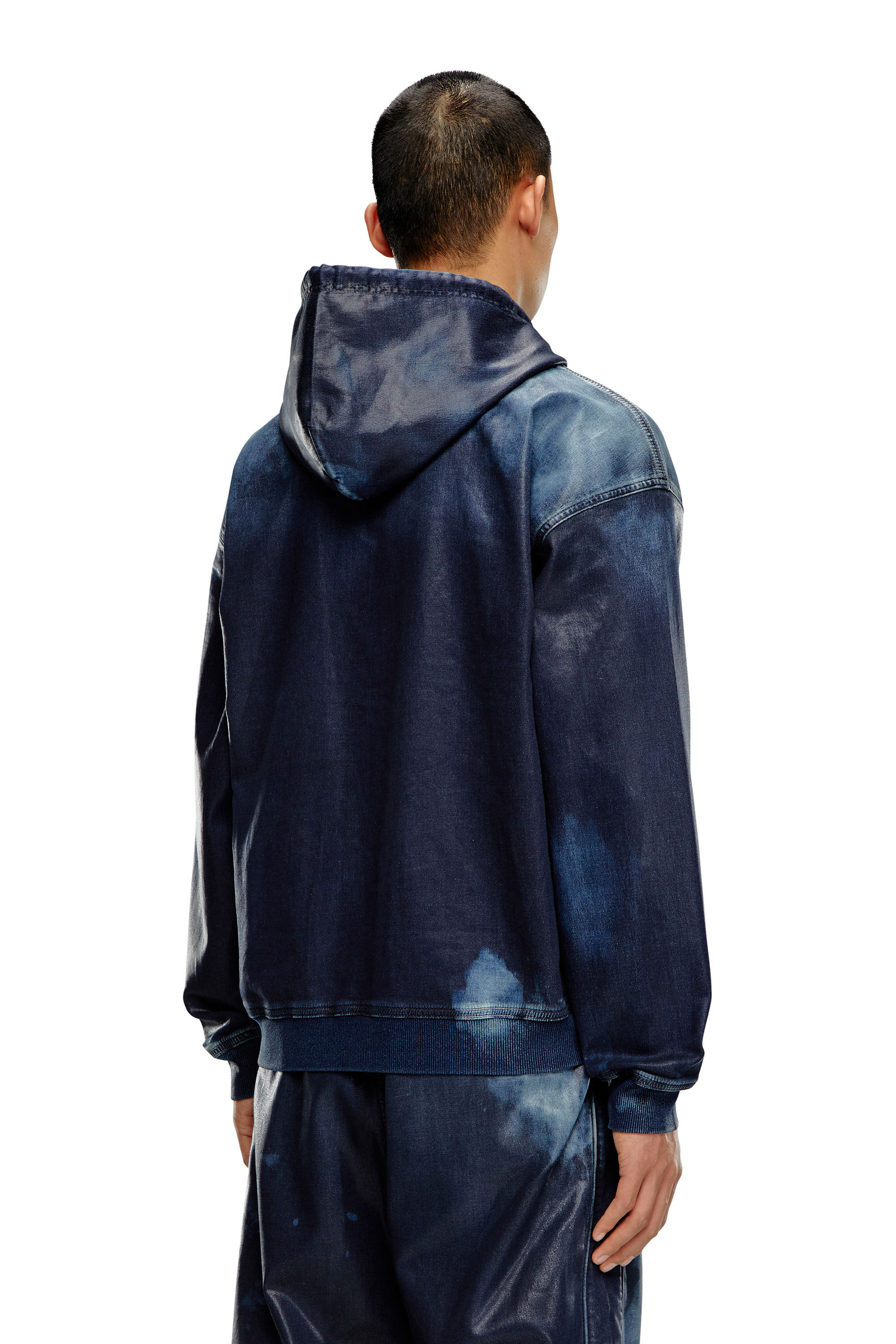 D-GIR-S TRACK Zip-up hoodie in coated Track Denim｜ブルー｜メンズ 