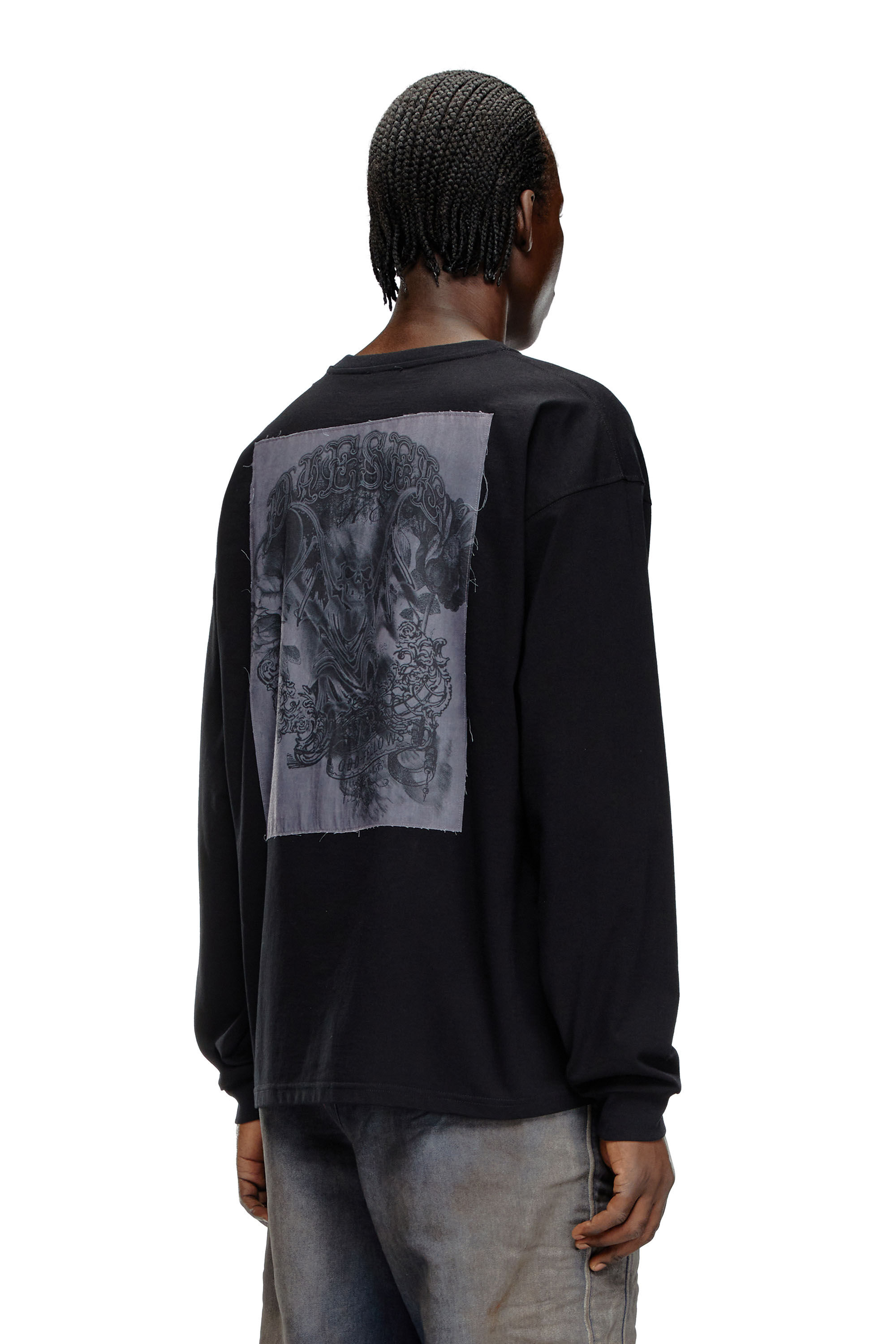 Diesel - T-BOXT-LS-Q10, Male Long-sleeve T-shirt with printed patches in ブラック - Image 4