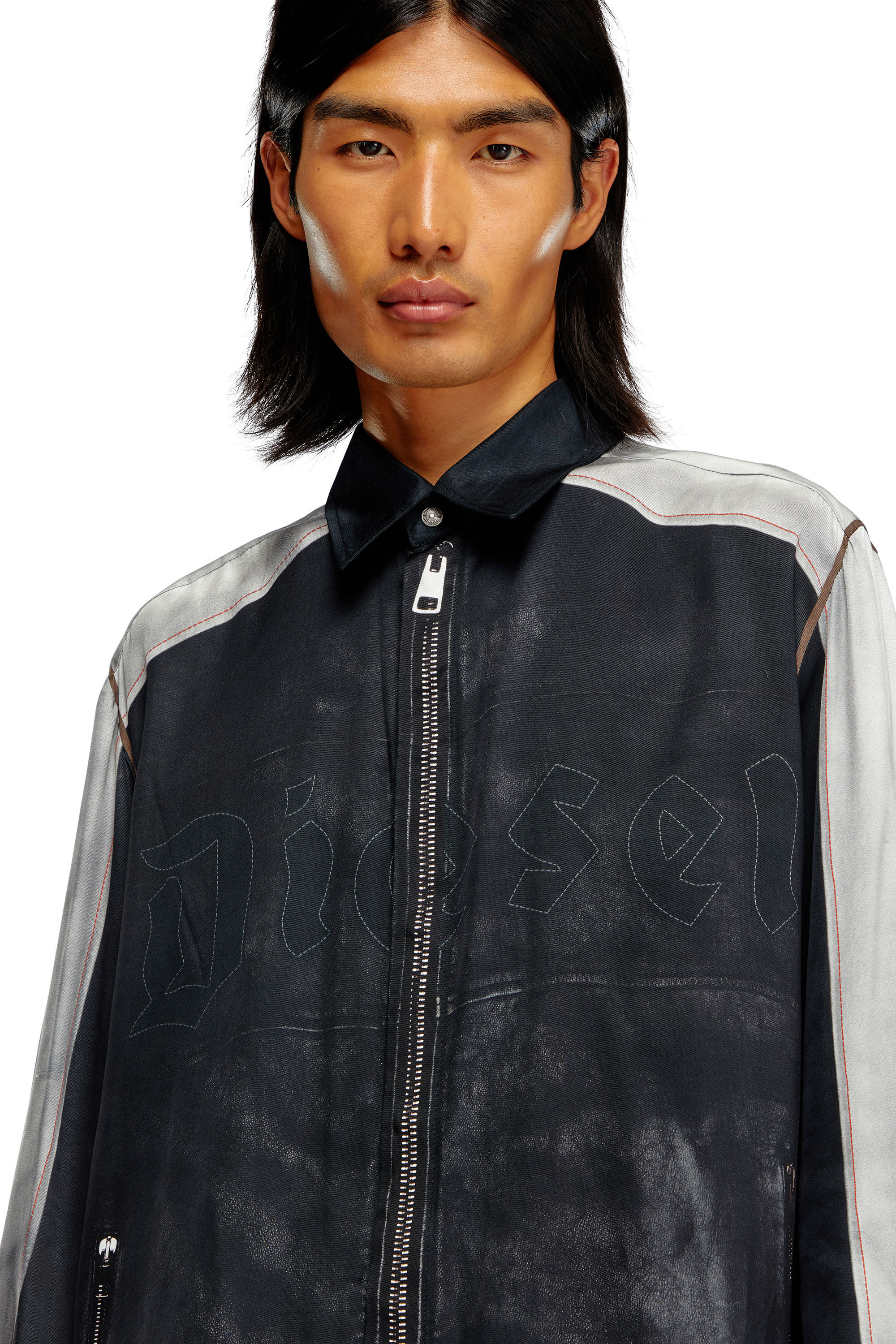 Diesel - S-AFTER, Male Shirt with trompe l'oeil print in マルチカラー - Image 4