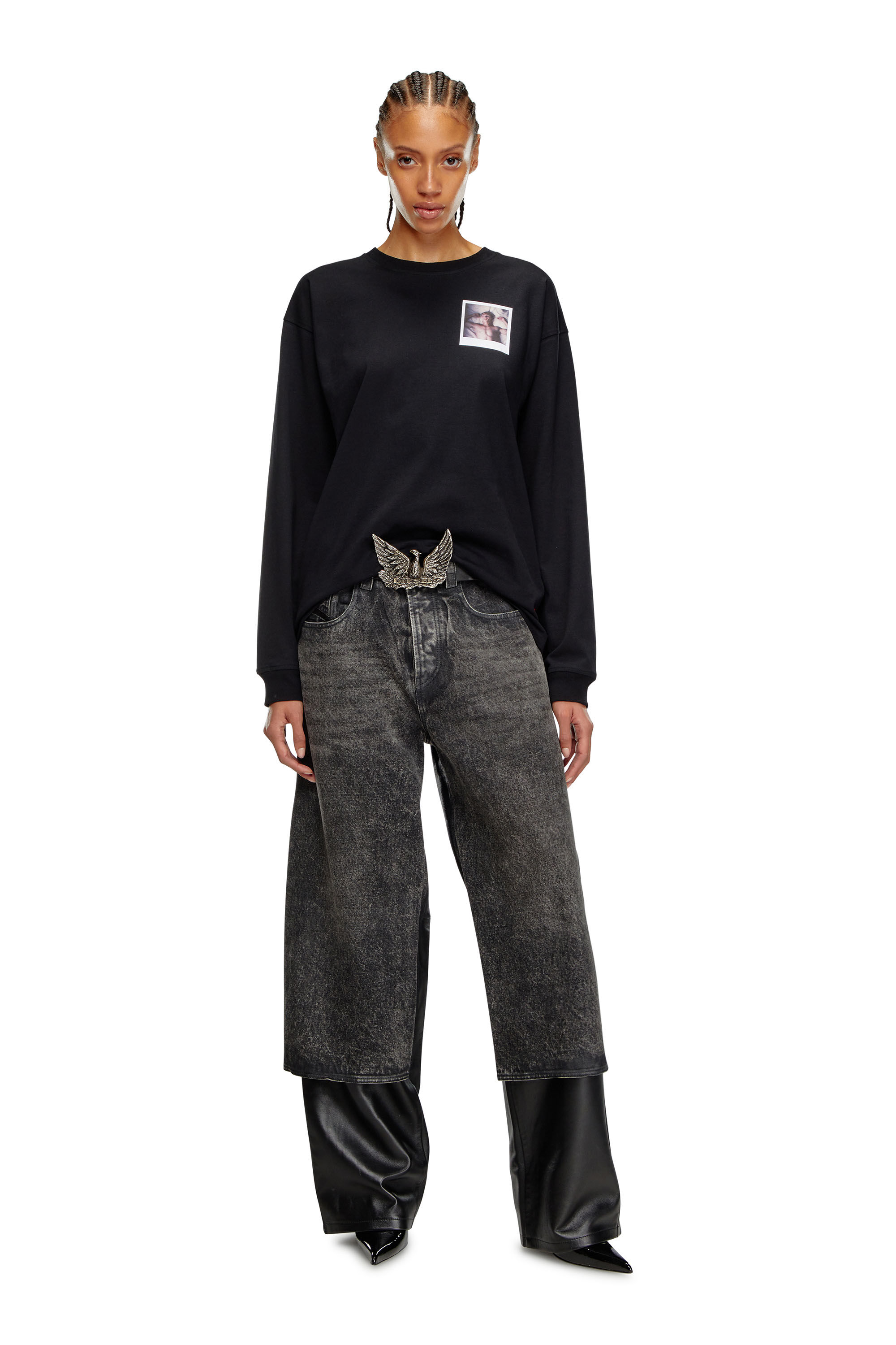 Diesel - PR-T-BOXT-LS-SS, Unisex Long-sleeve T-shirt with polaroid patches in ブラック - Image 5