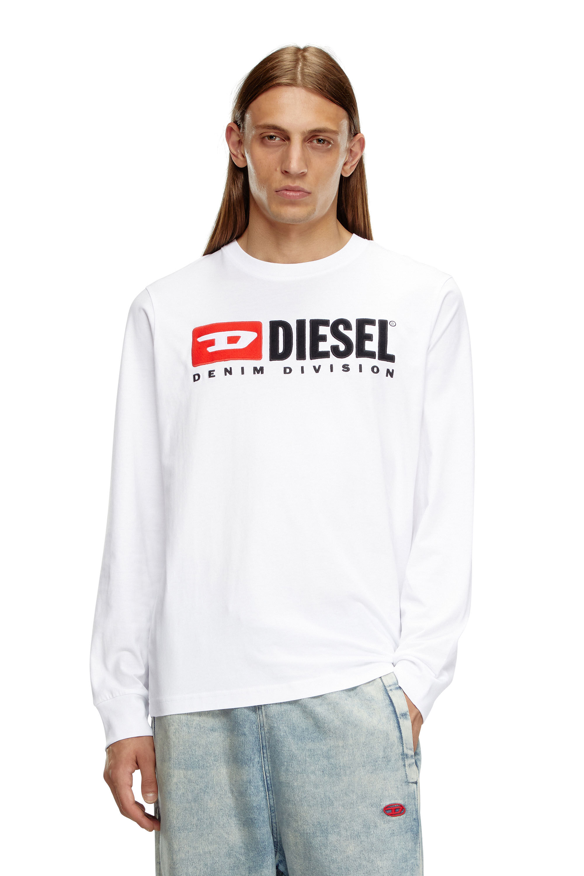 Diesel - T-JUST-LS-DIV, Male Tシャツ 長そで ロゴ エンブロイダリー in ホワイト - Image 3