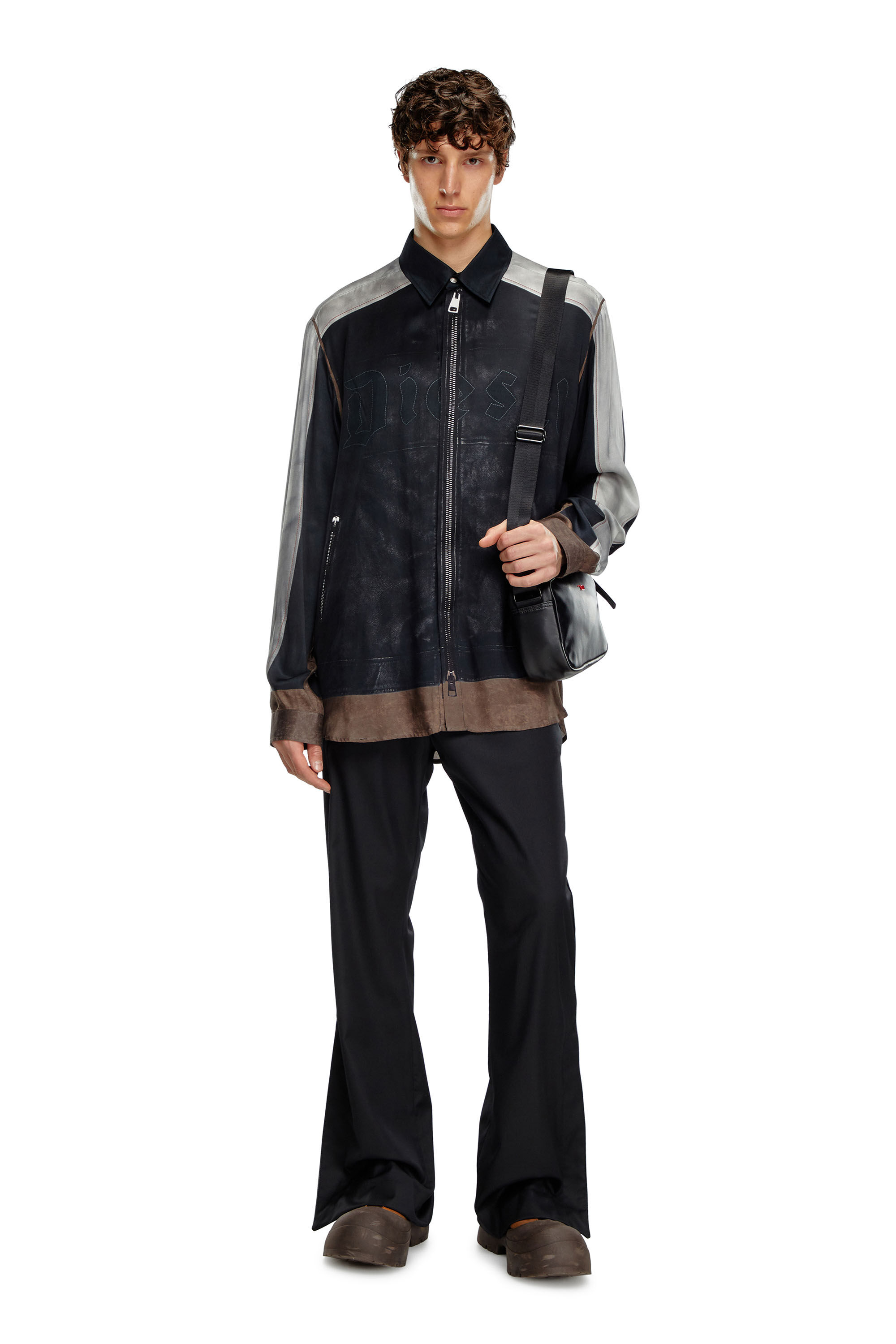 Diesel - P-AMMIR, Male Wool-nylon pants with side slits in ブラック - Image 4