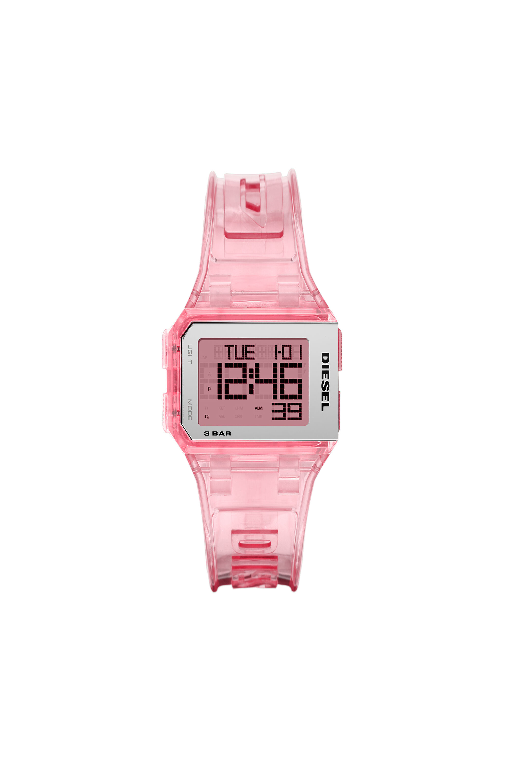 DZ1920 Chopped Digital Millennial Pink Transparent Watch｜ピンク 
