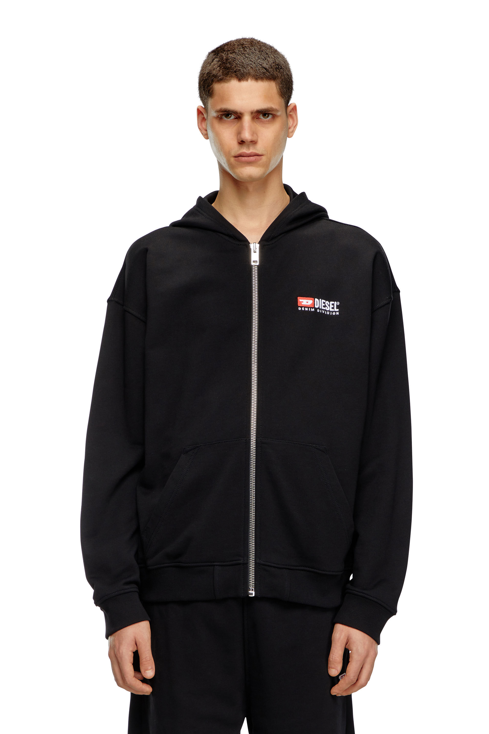 Diesel - S-BOXT-HOOD-ZIP-DIV, Male Zip-up hoodie with Diesel embroidery in ブラック - Image 5