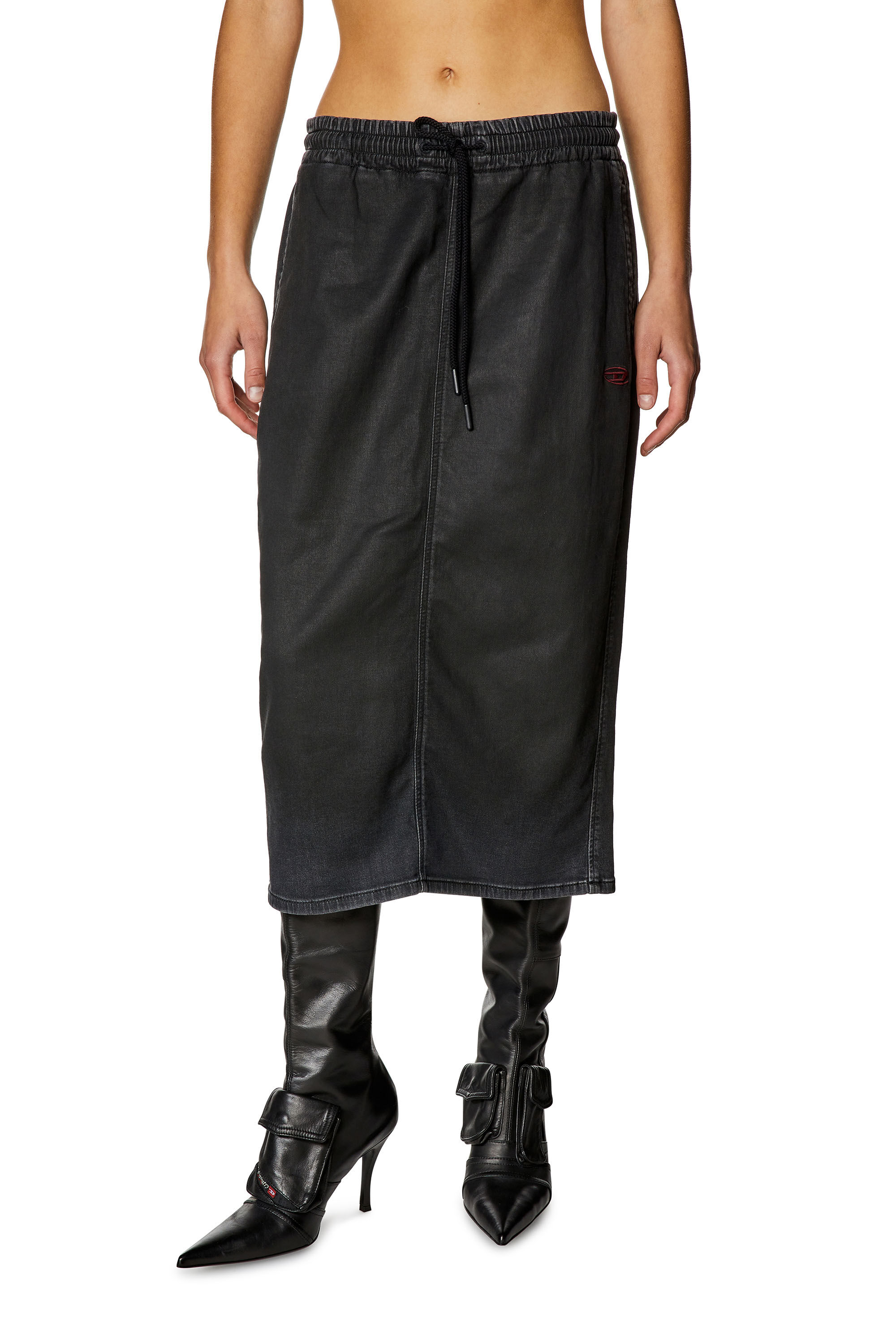 DE-OREN JOGG Skirt in coated denim｜ブラック｜ウィメンズ｜DIESEL