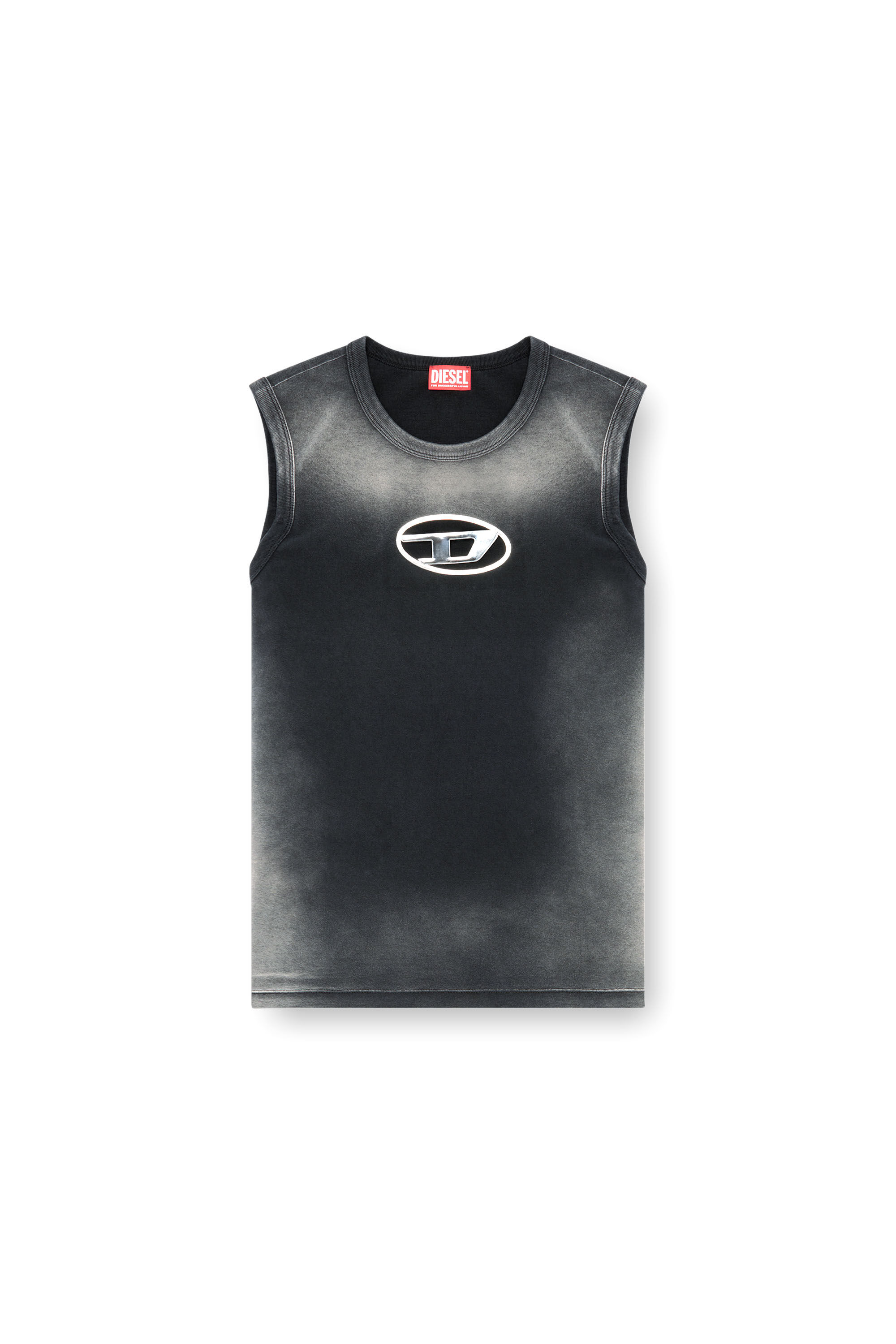 Diesel - T-BRICO, Male Faded tank top with puffy Oval D in ブラック - Image 2