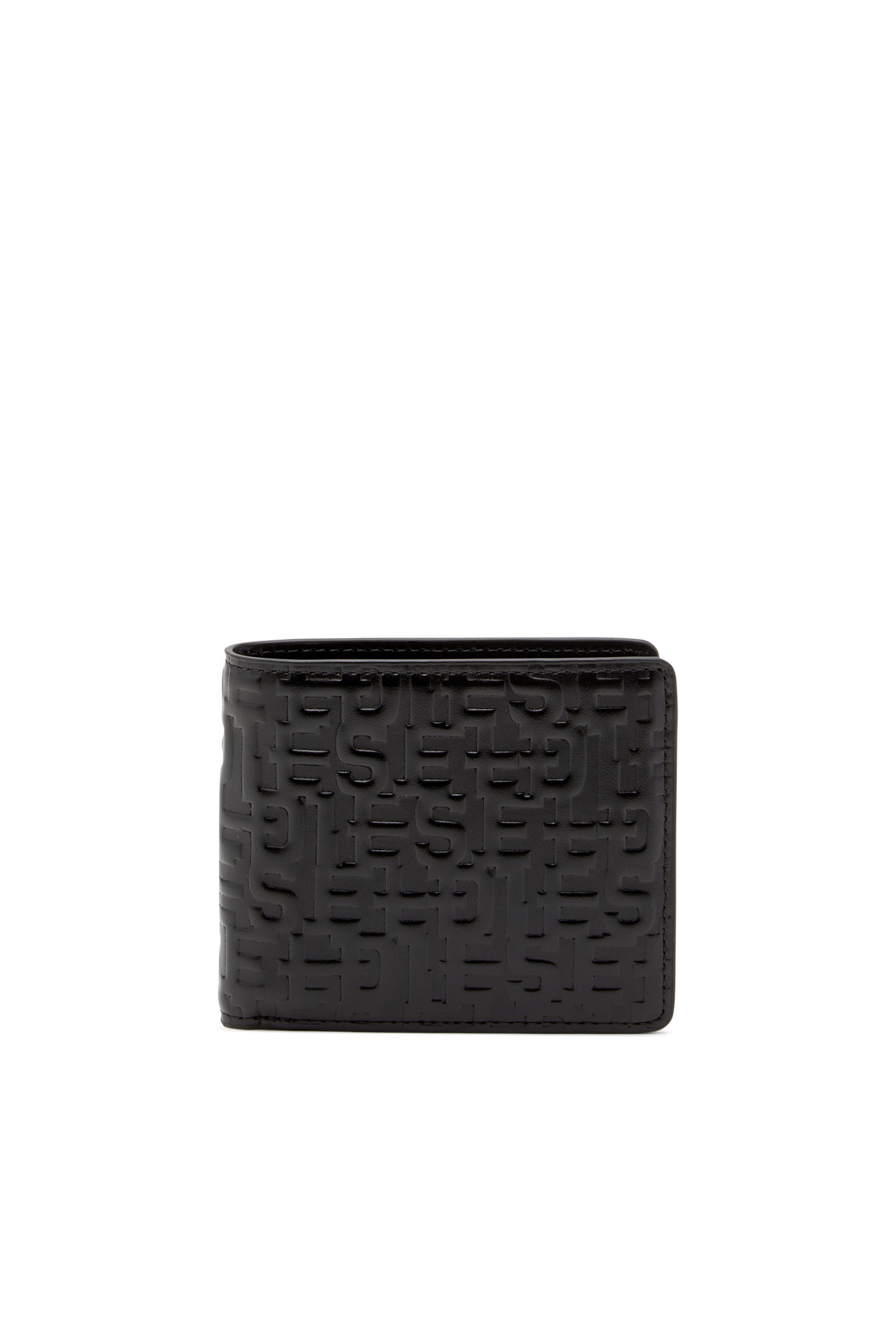 Diesel - PC MONOGRAM BI-FOLD COIN S, Male Bi-fold wallet in monogram leather in ブラック - Image 1