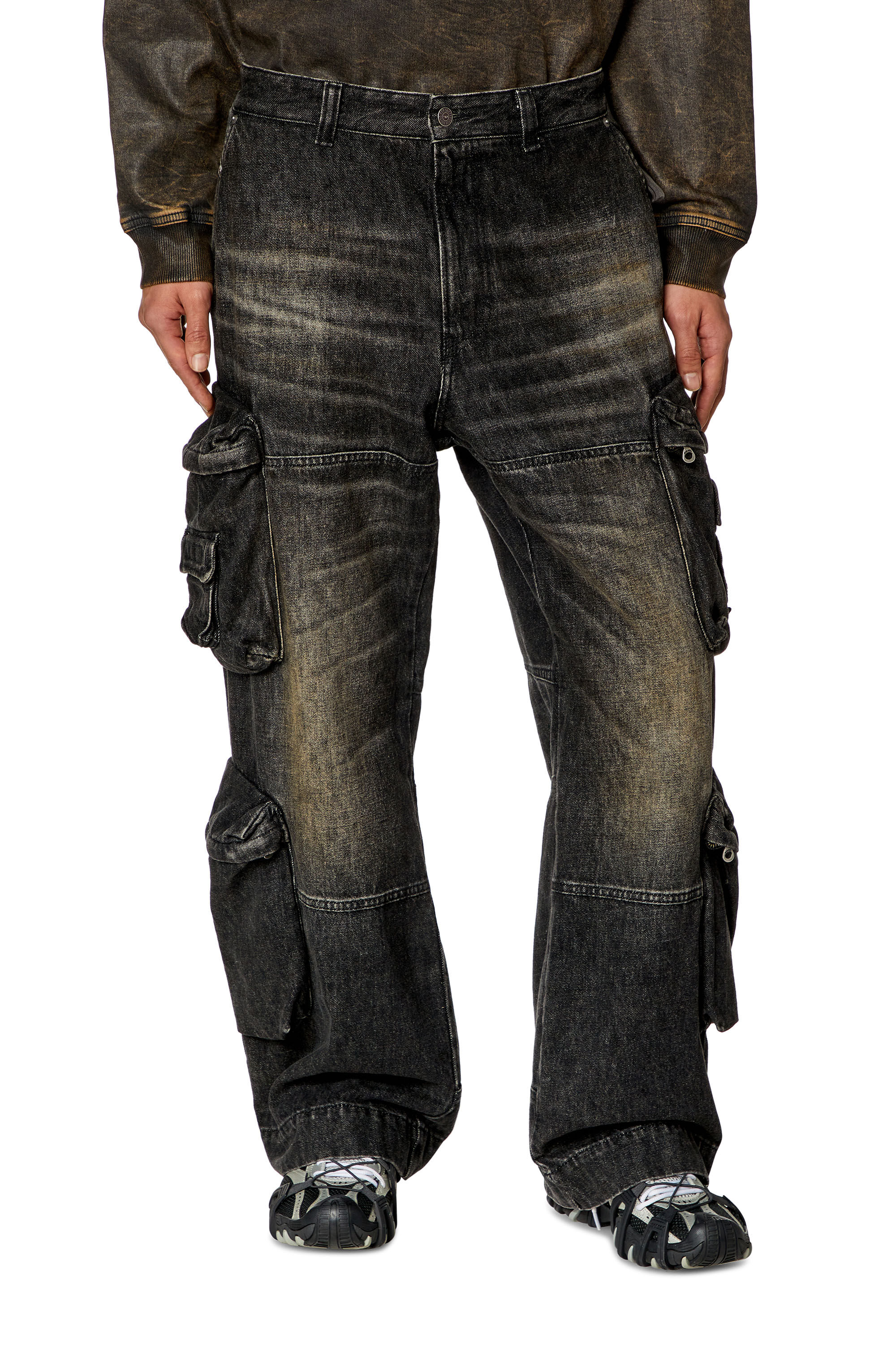 Diesel - Male Straight Jeans D-Fish 0GHAA, ブラック/ダークグレー - Image 3