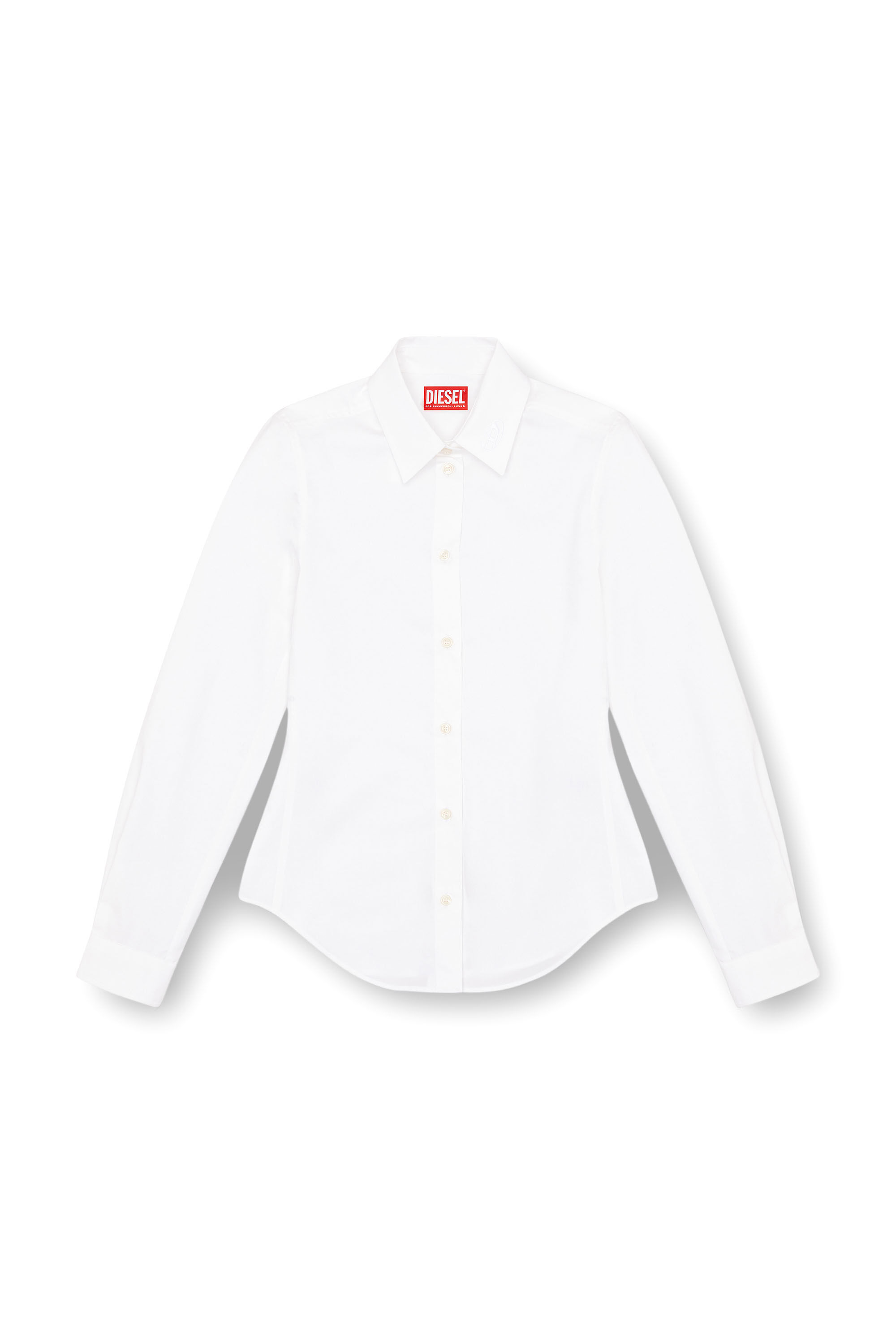 Diesel - C-GISEL-P1, Female Shirt with logo-embroidered collar in ホワイト - Image 2