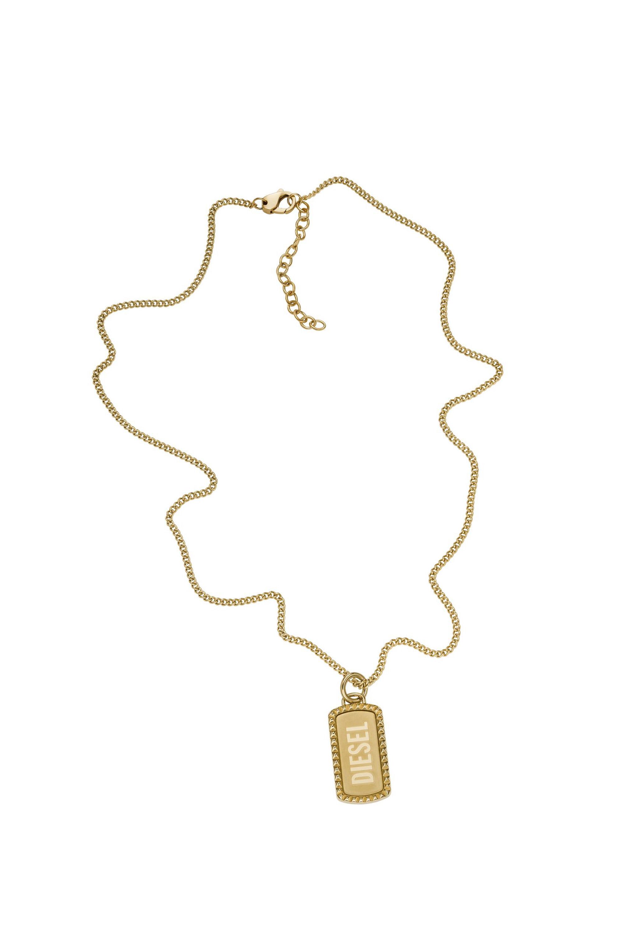 Diesel - DX1456, Unisex's Gold-Tone Stainless Steel Dog Tag Necklace in ゴールド - 1