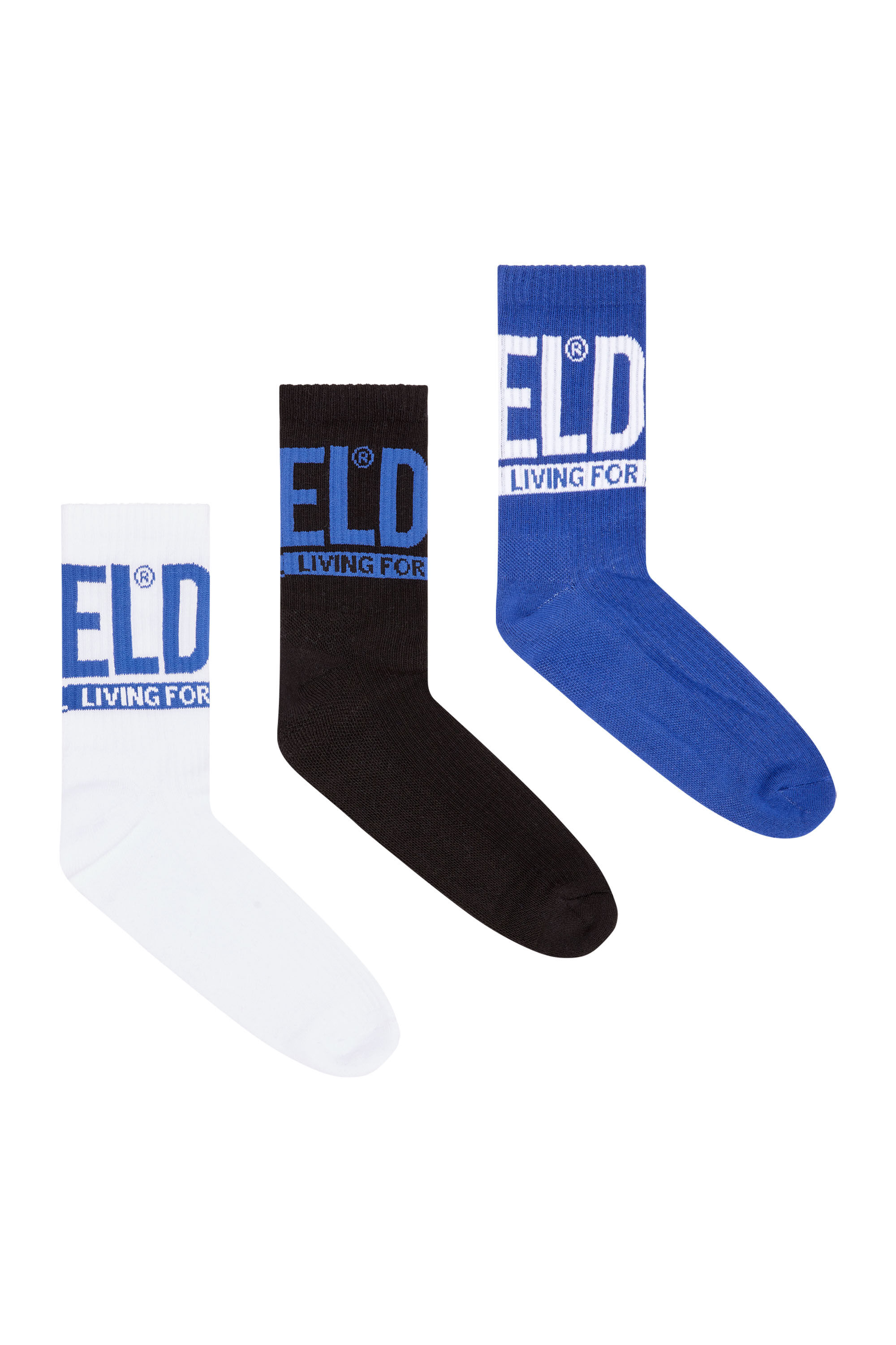 Diesel - SKM-WRAPAROUND-MID-CUT-CUSHIONED-SOCKS, ブルー/ホワイト - Image 1