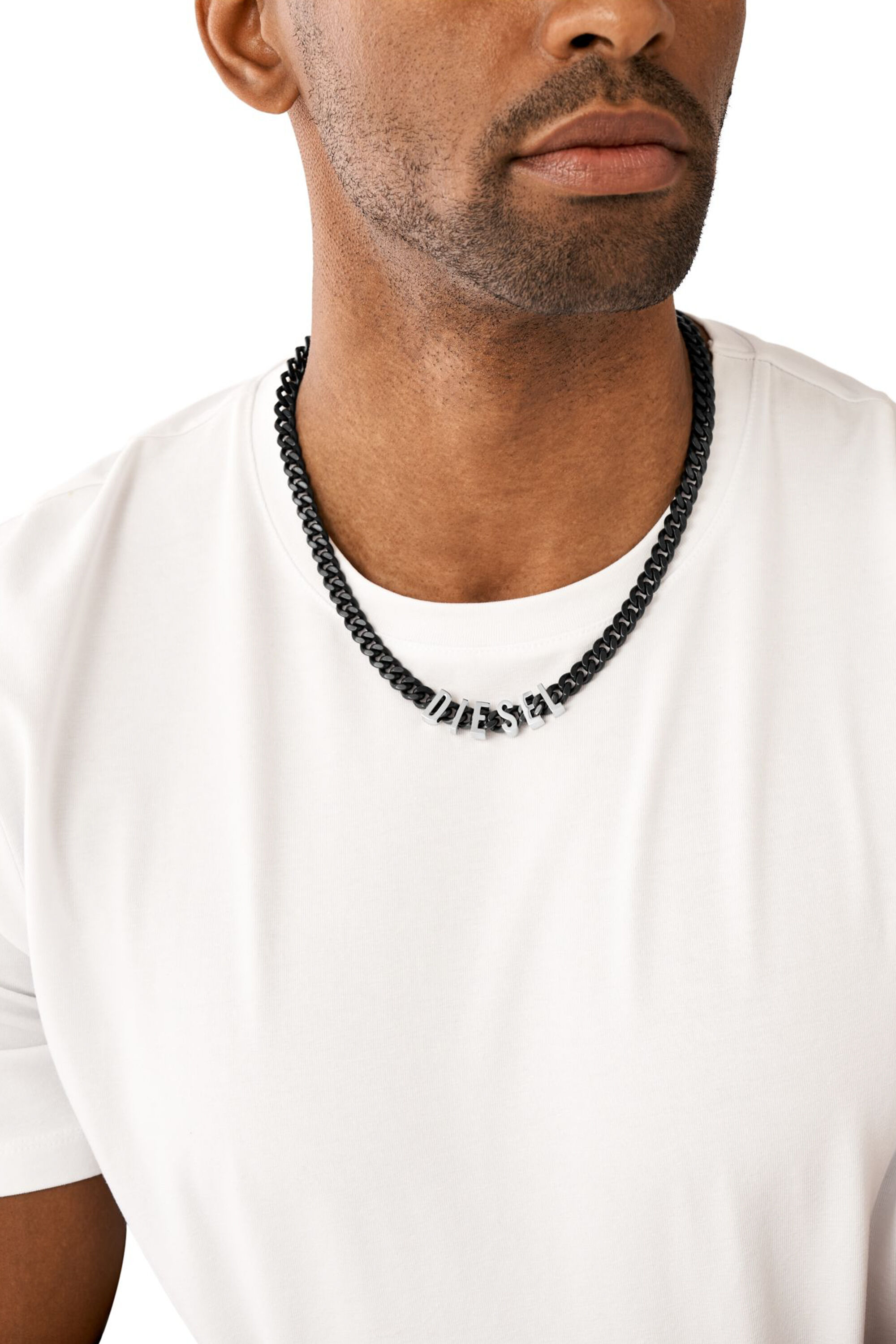 DX1487 Two-Tone stainless steel chain necklace｜ブラック｜メンズ 