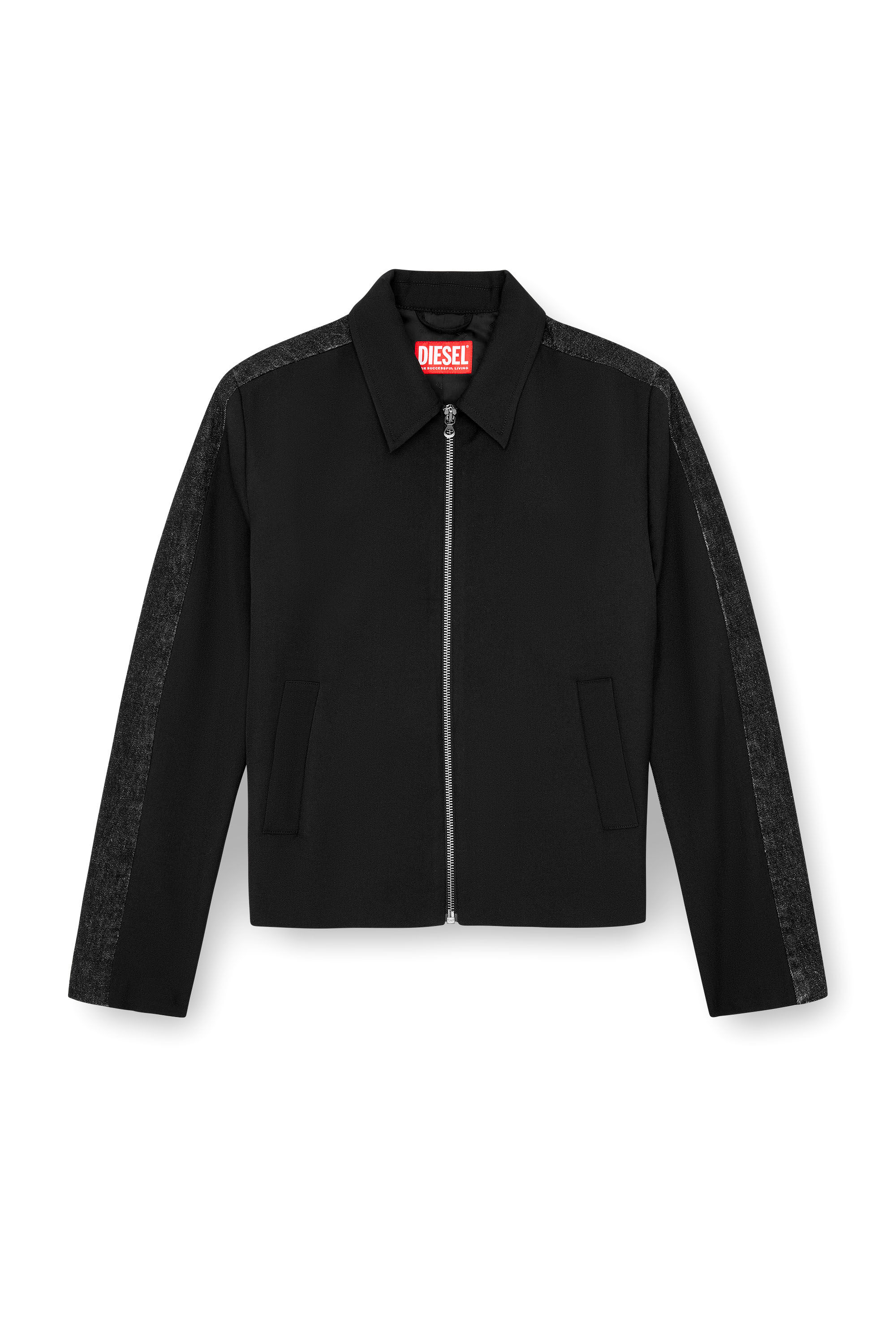 Diesel - J-RHEIN, Male Blouson jacket in wool blend and denim in ブラック - Image 2