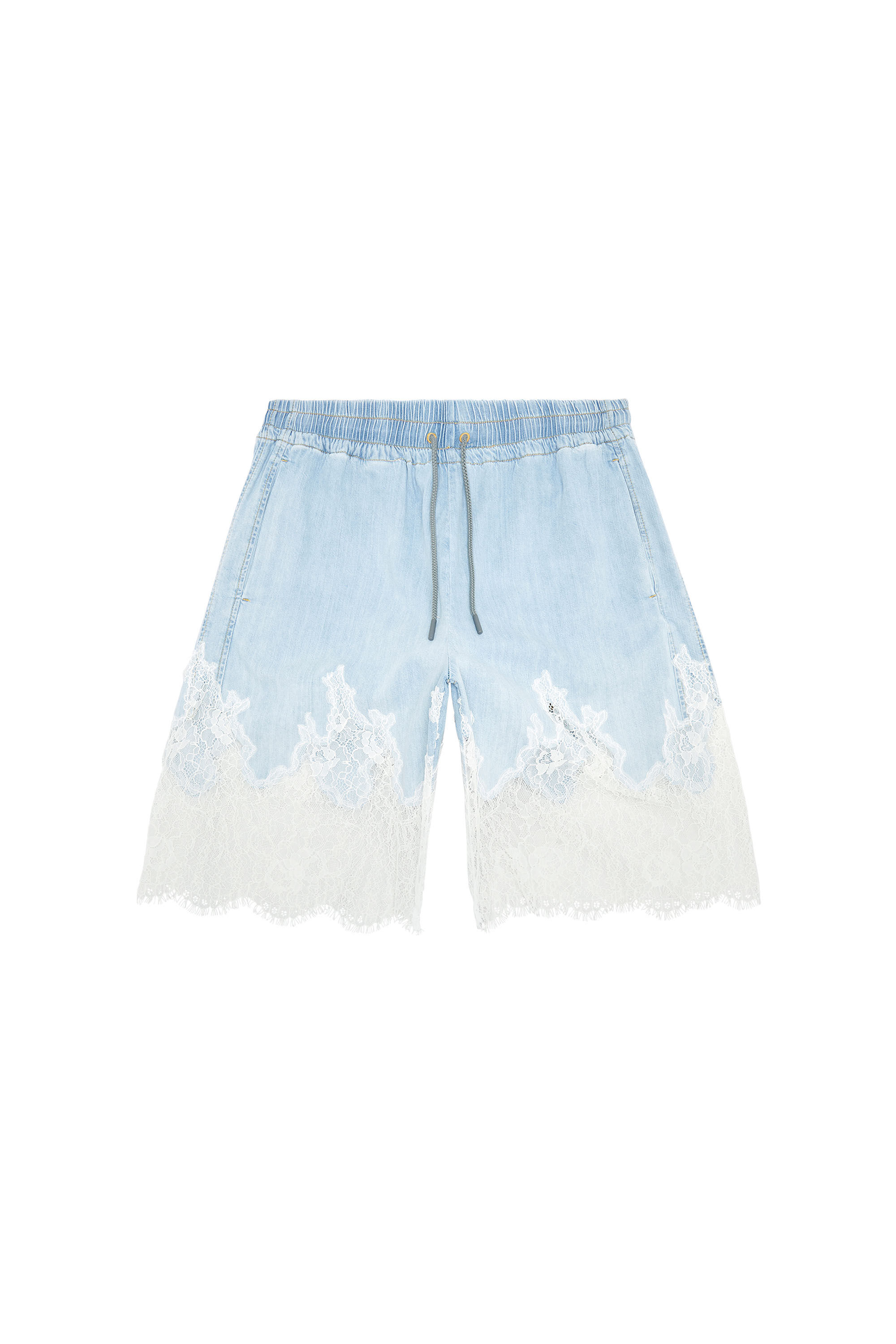 Diesel - DE-MALKIA-S, Female Bermuda shorts in denim and lace in ブルー - Image 2