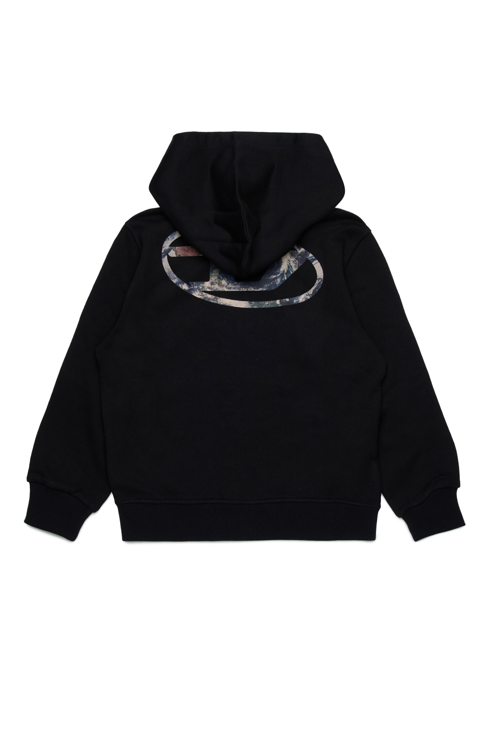 Diesel - SWELTHOODZIP  OVER, Male Zip-up hoodie with Planet Camo logo in ブラック - Image 2