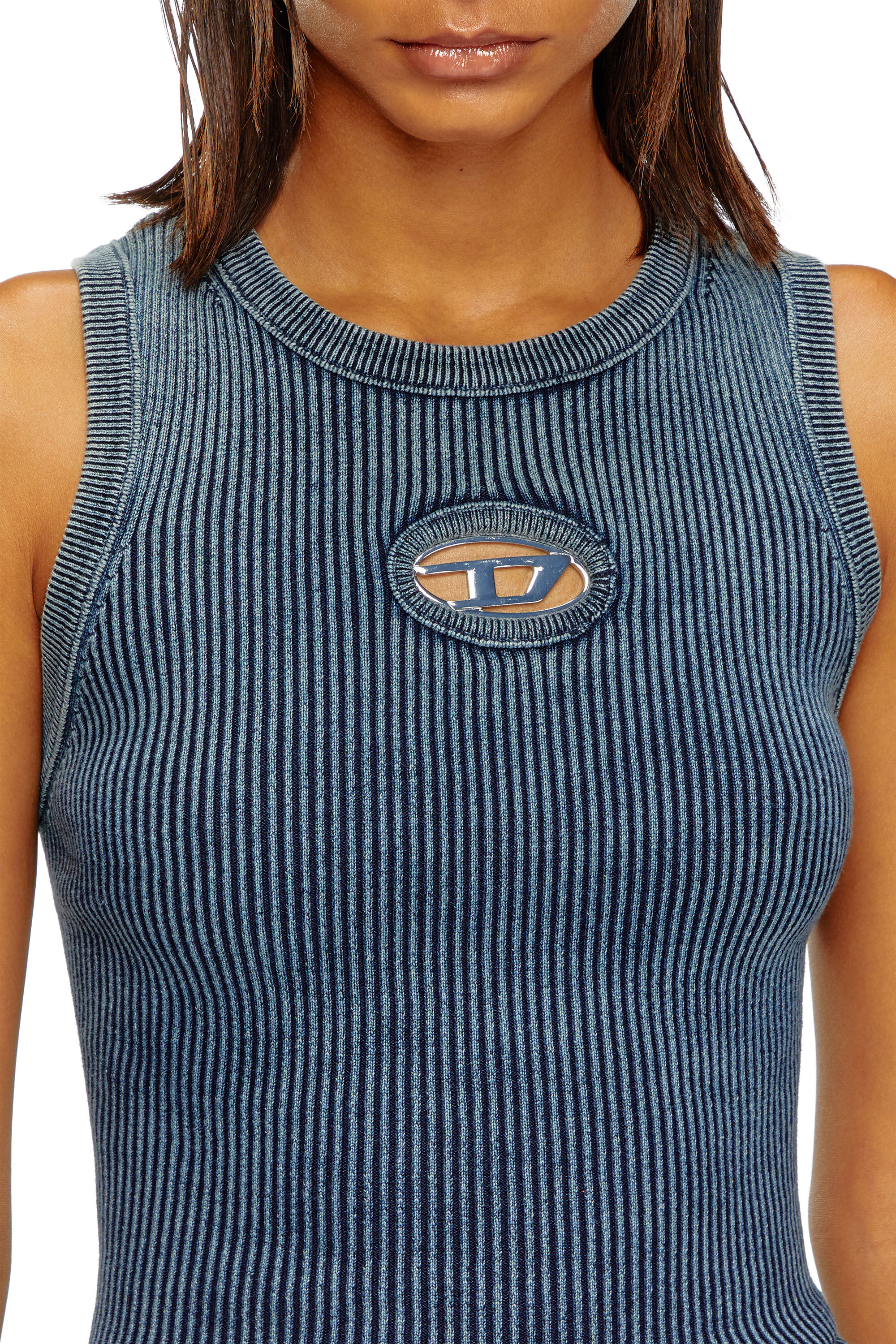 Diesel - M-ANCHOR-A-SL, Female Rib-knit tank top with Oval D in ブルー - Image 4