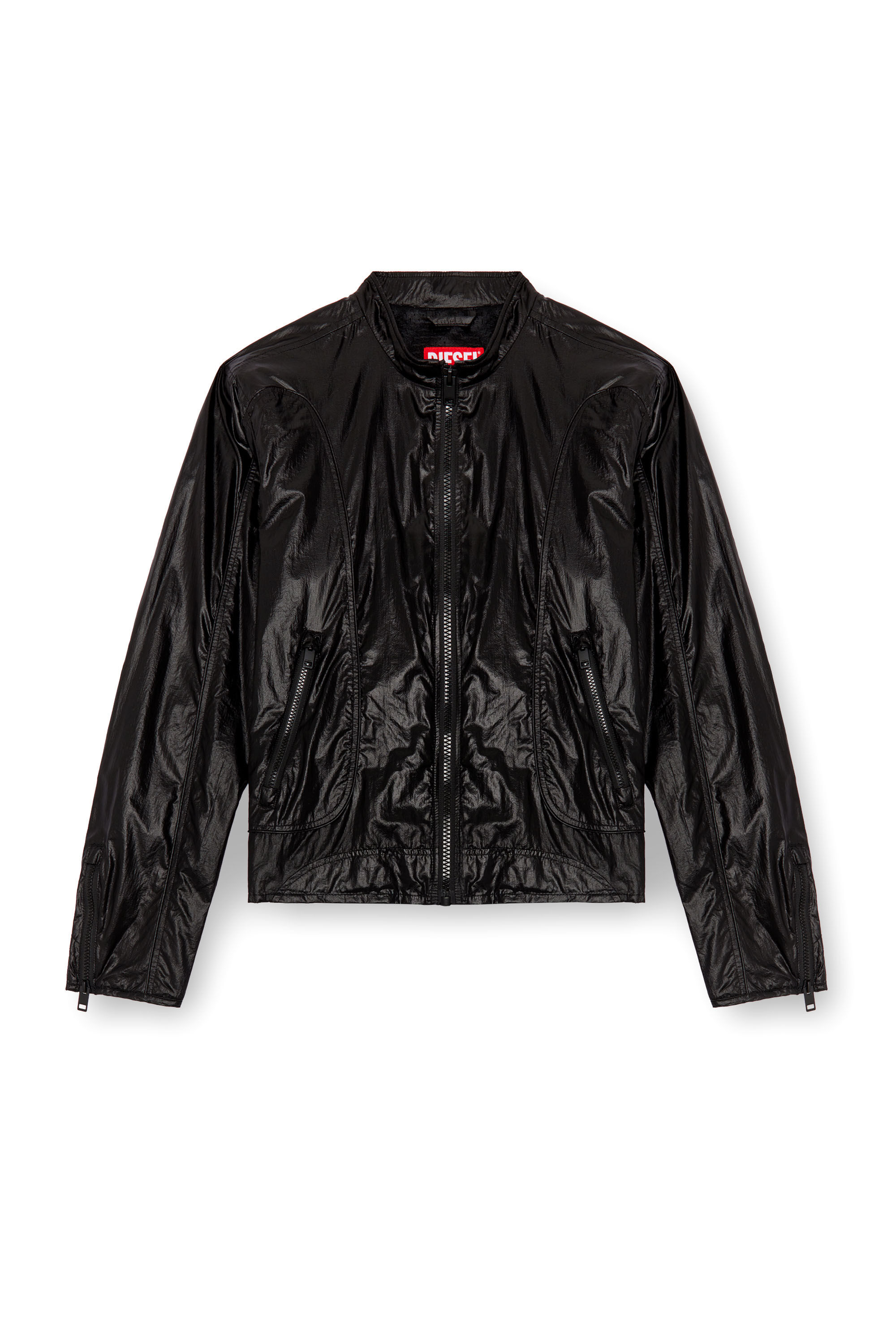 Diesel - J-CLAYS, Male's Biker jacket in shiny ripstop in ブラック - 2