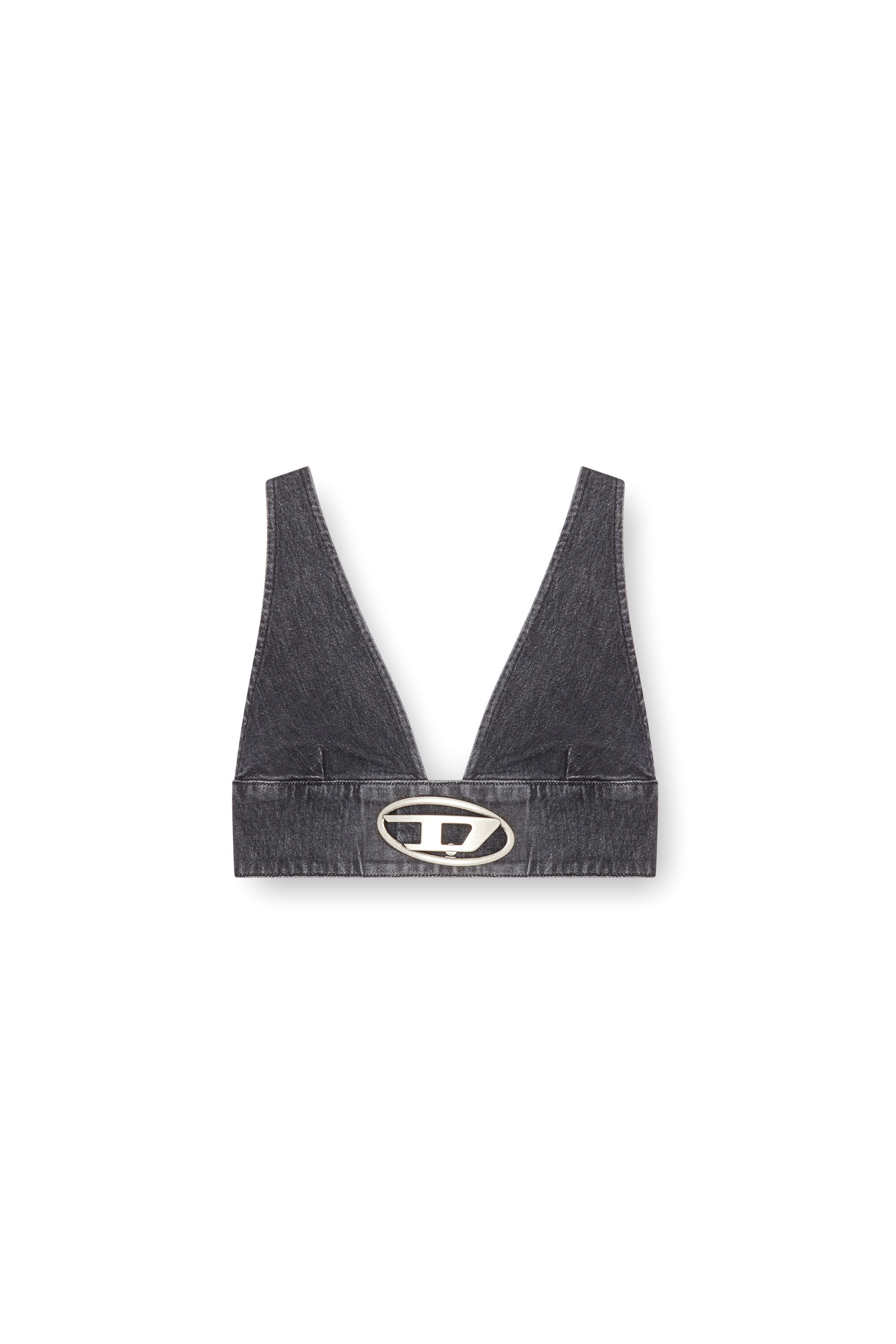 Diesel - DE-ELLY-S, Female Denim bra top with Oval D plaque in ブラック - Image 2