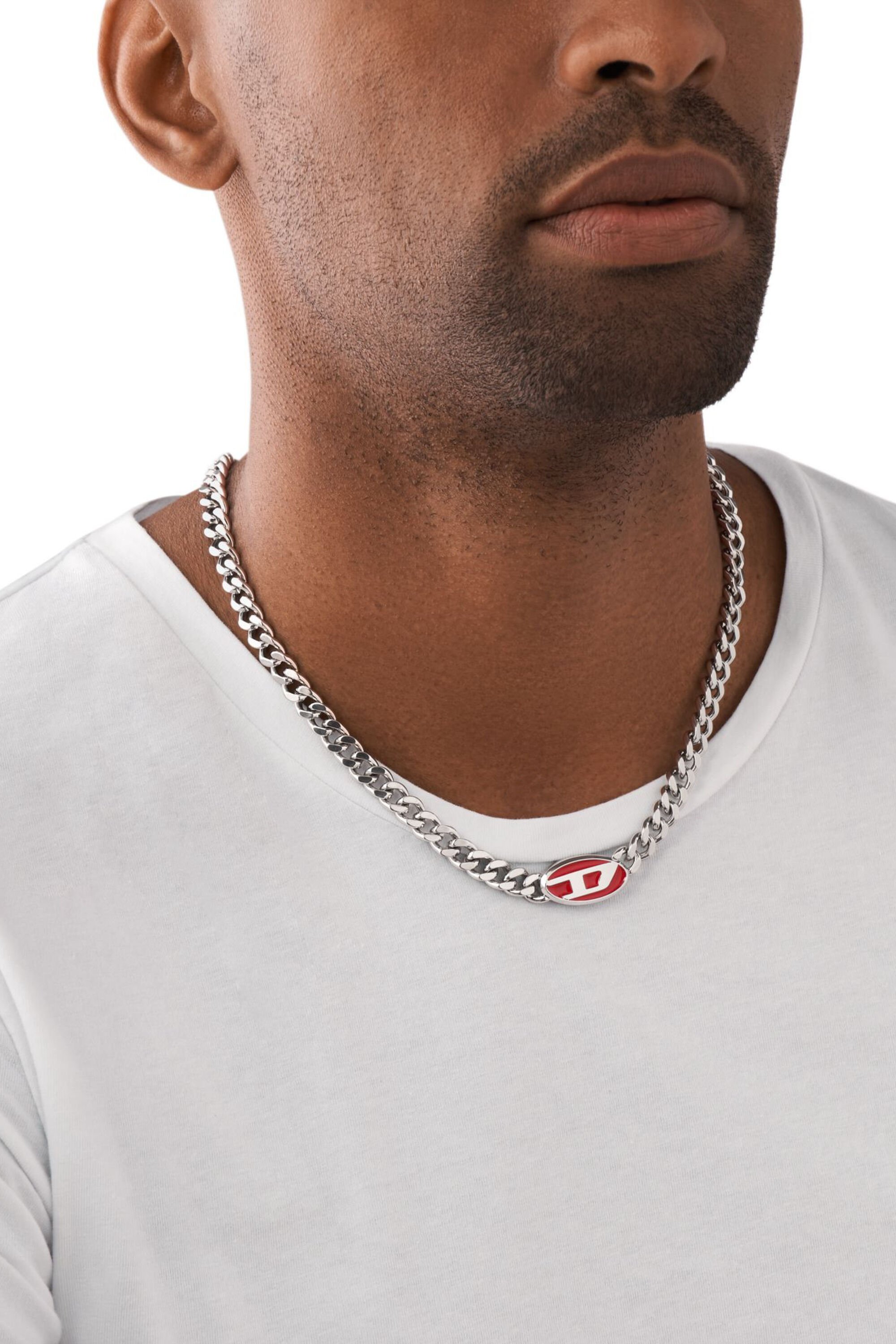 DX1446 Red enamel chain necklace｜シルバー｜ウィメンズ｜DIESEL