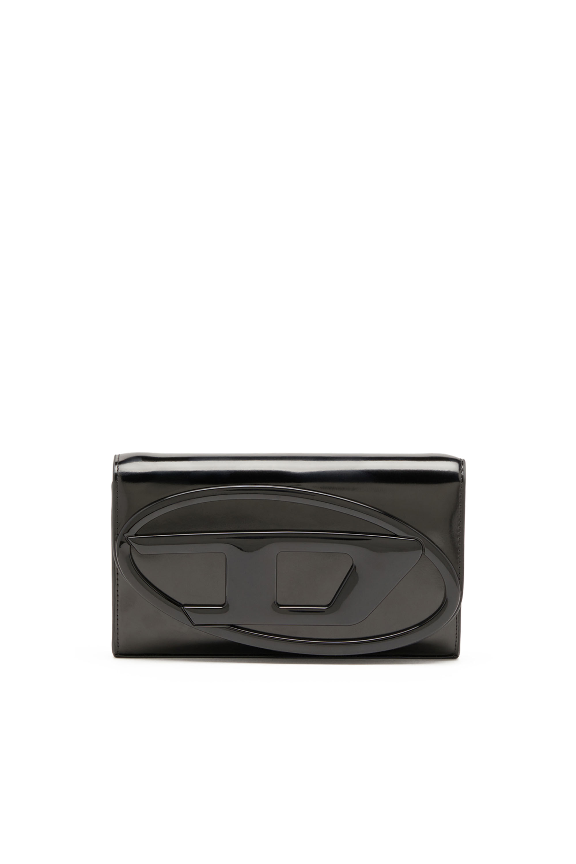 Diesel - 1DR WALLET STRAP, Female Wallet bag in mirrored leather in ブラック - Image 1