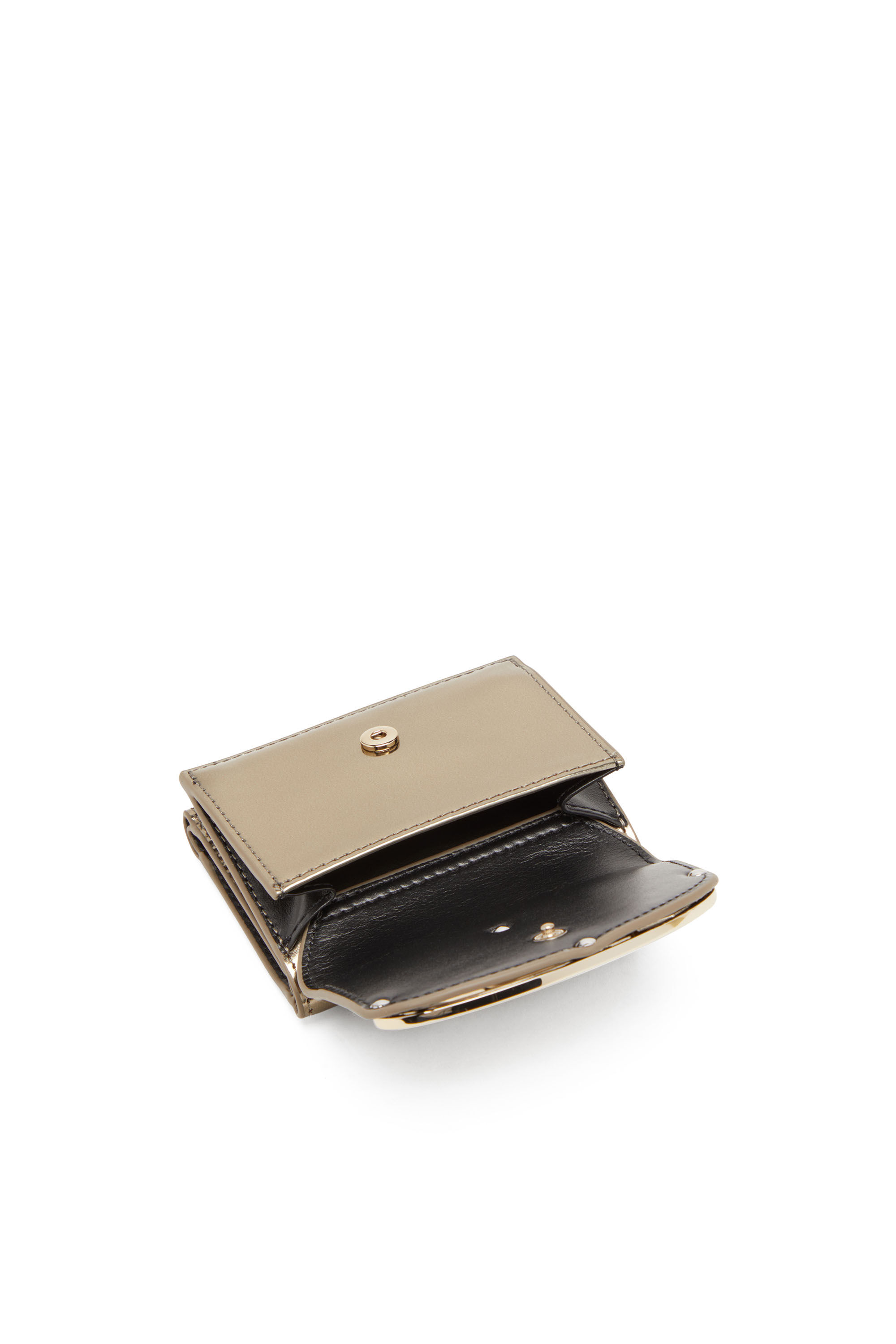 Diesel - 1DR TRI FOLD COIN XS II, Female Tri-fold wallet in mirrored leather in ブラウン - Image 4