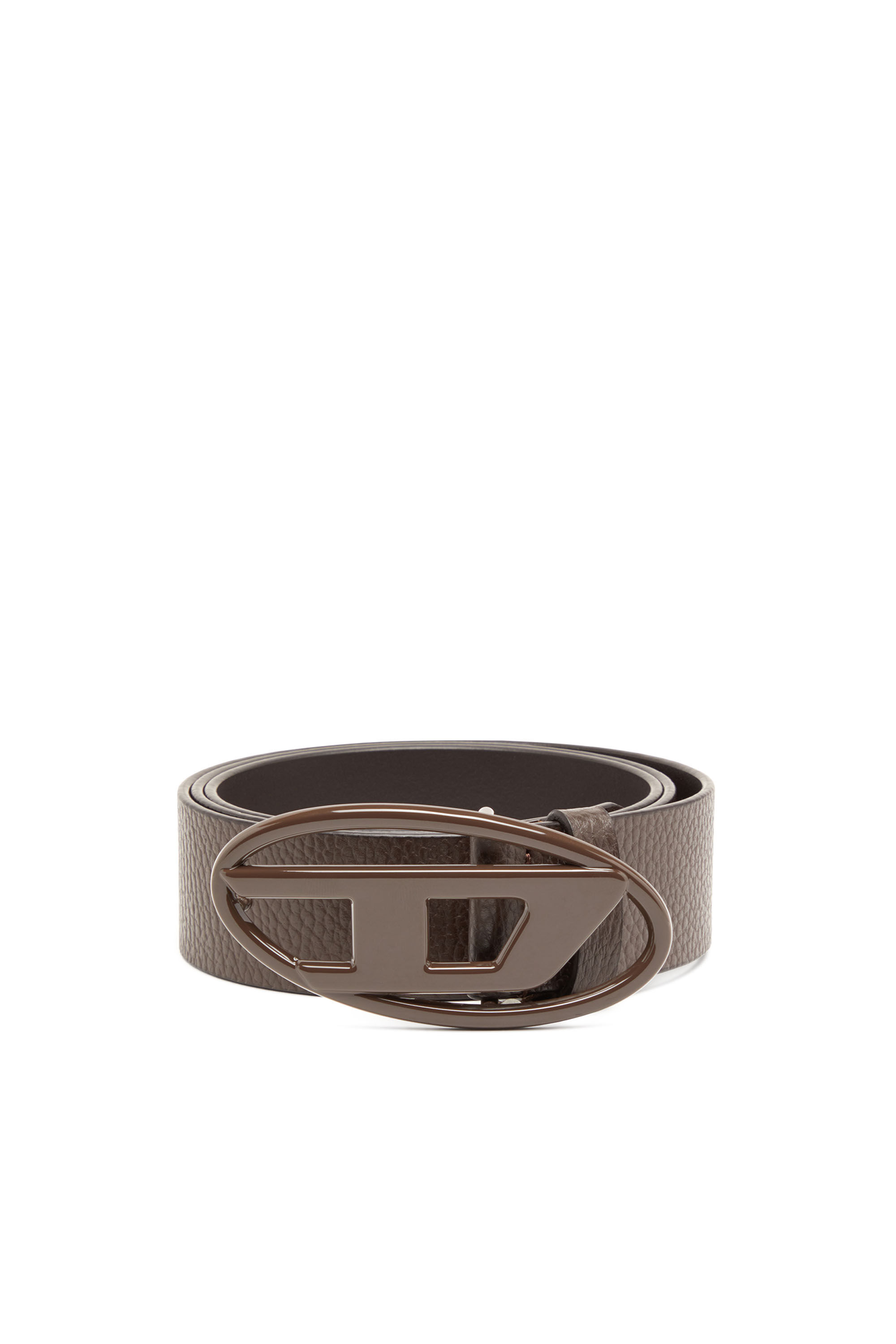 Diesel - B-1DR, Unisex Leather belt with matte buckle in ブラウン - Image 1